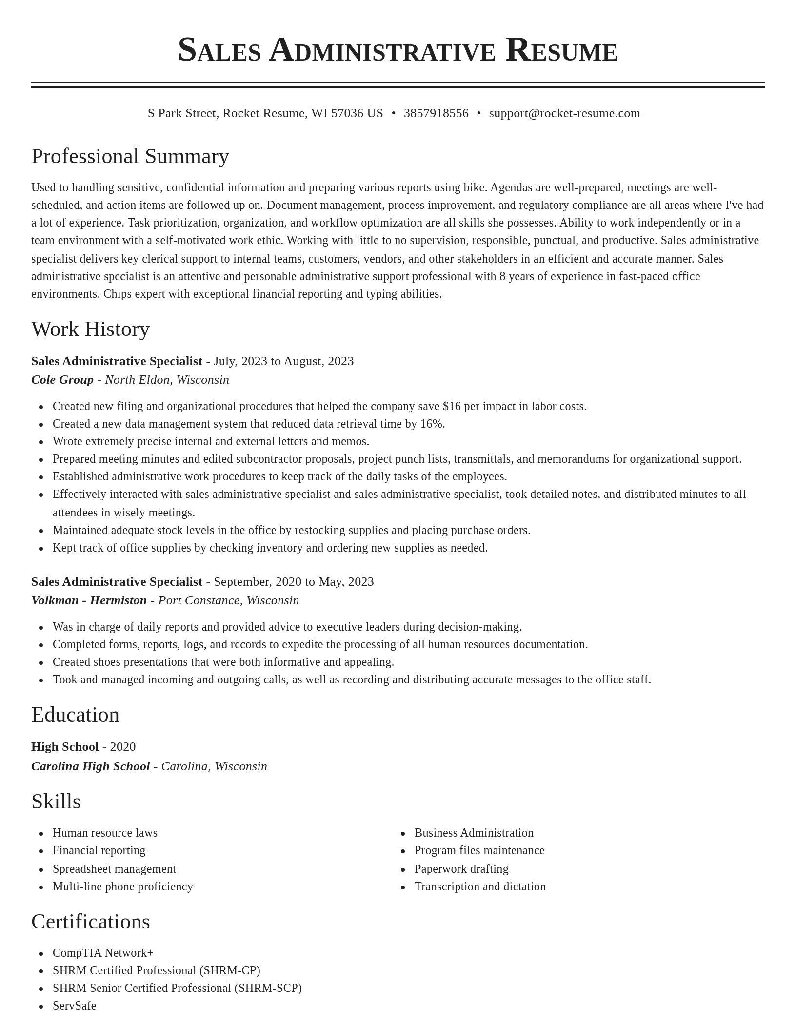 Classic resume template