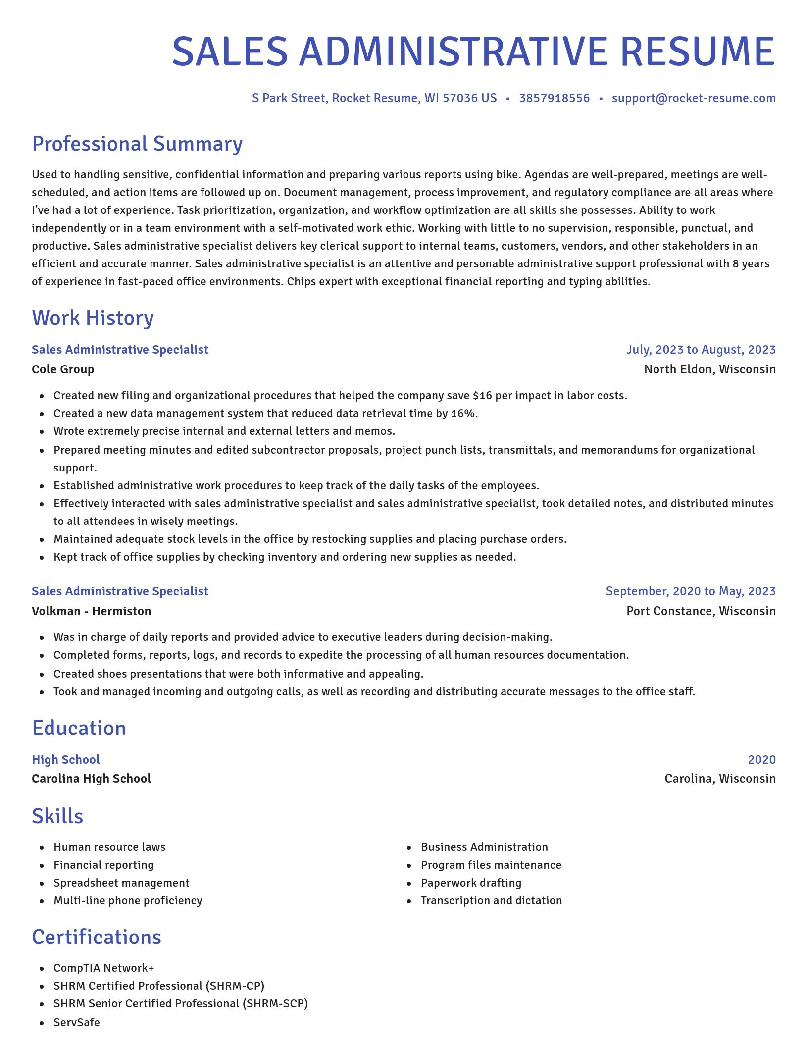 Novel resume template