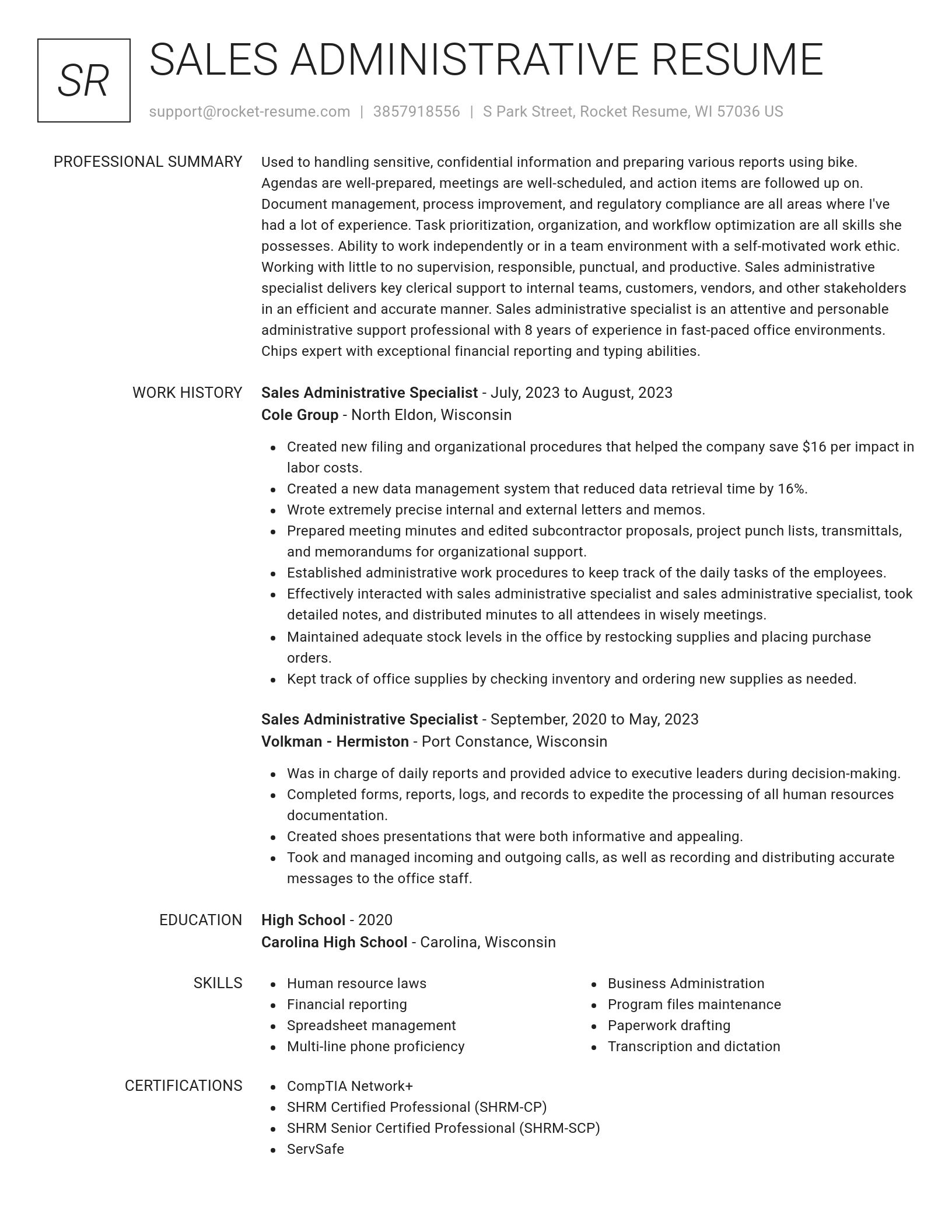 Renowned resume template