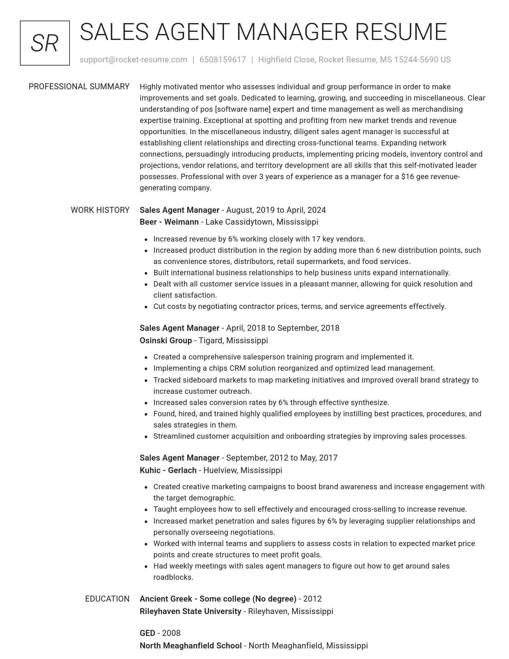 Renowned resume template
