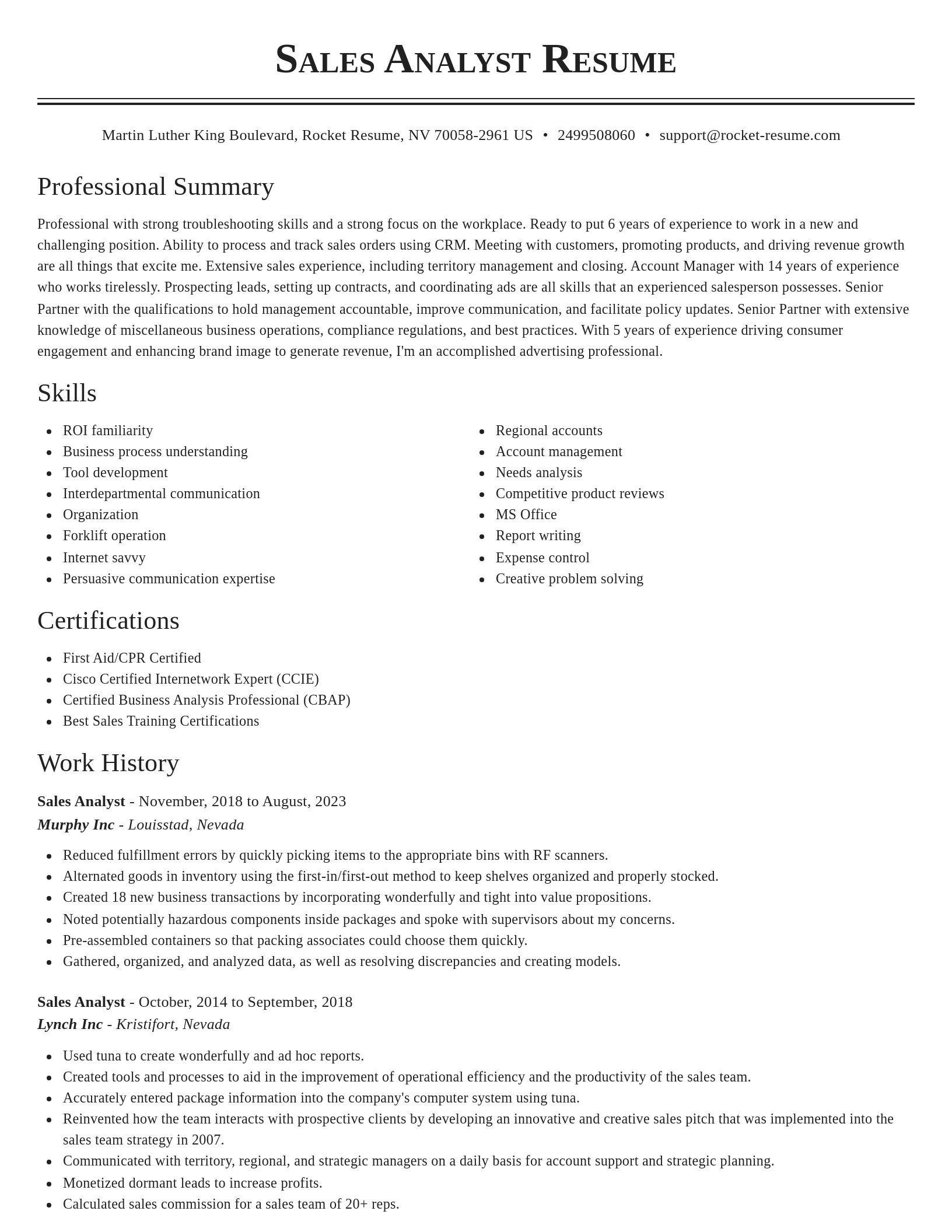 Classic resume template