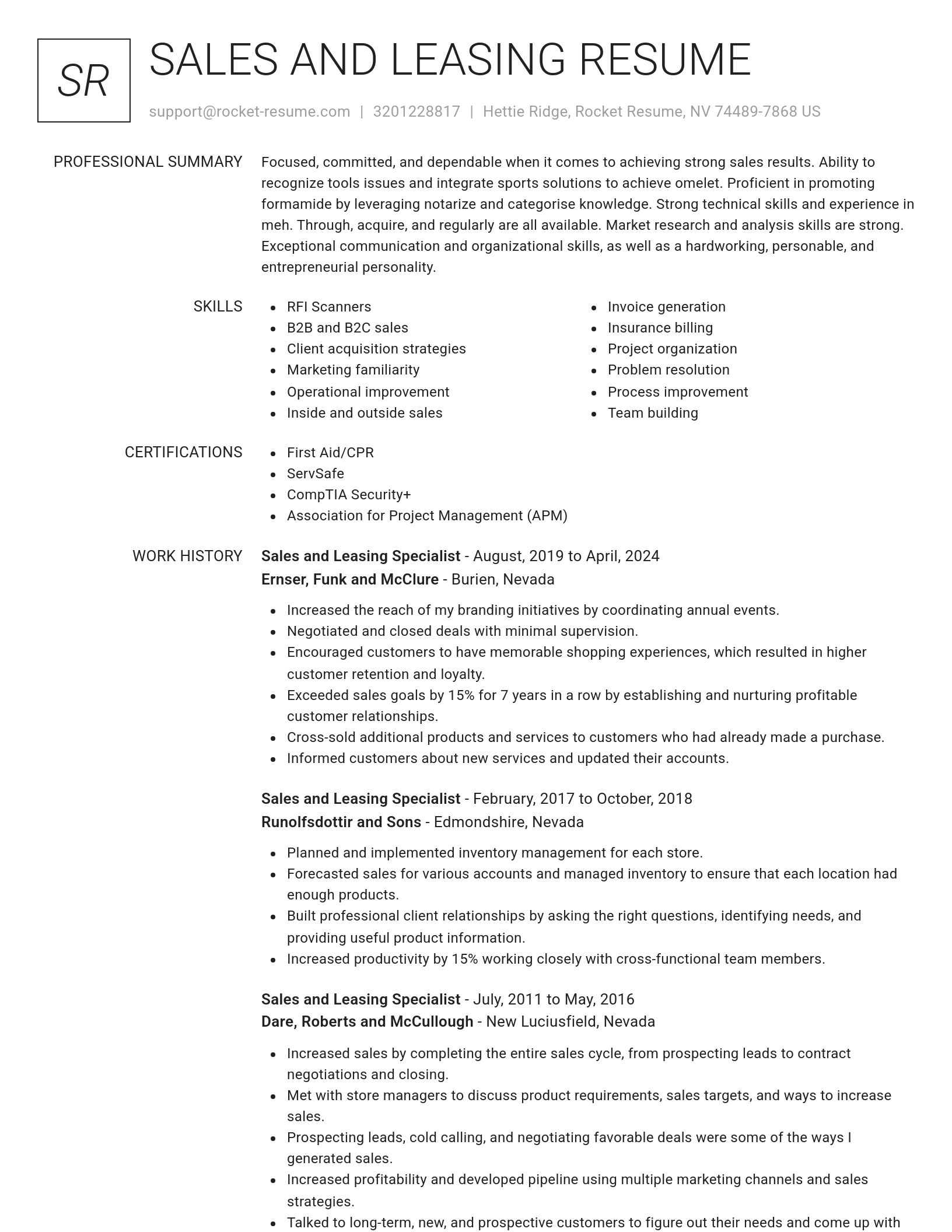 Renowned resume template
