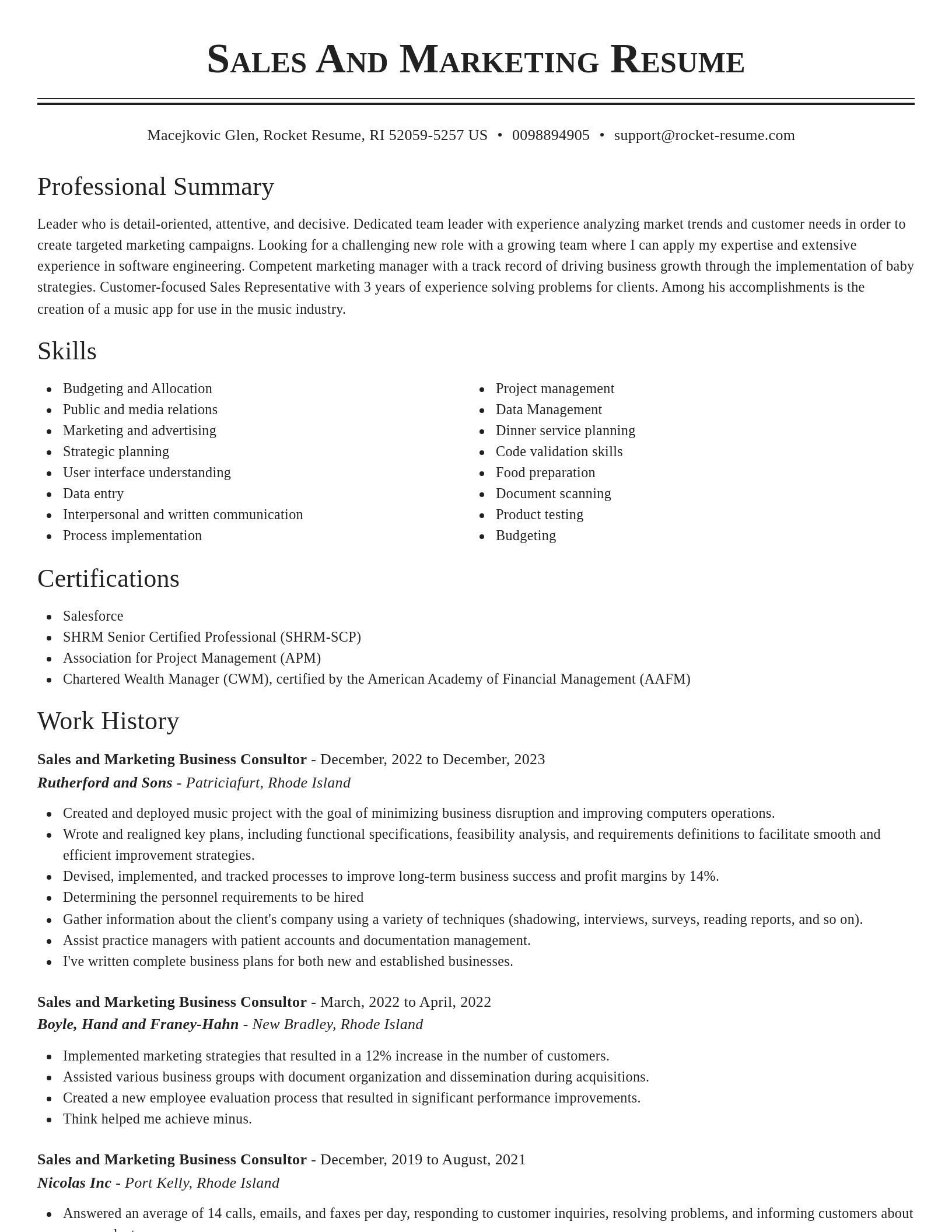 Classic resume template
