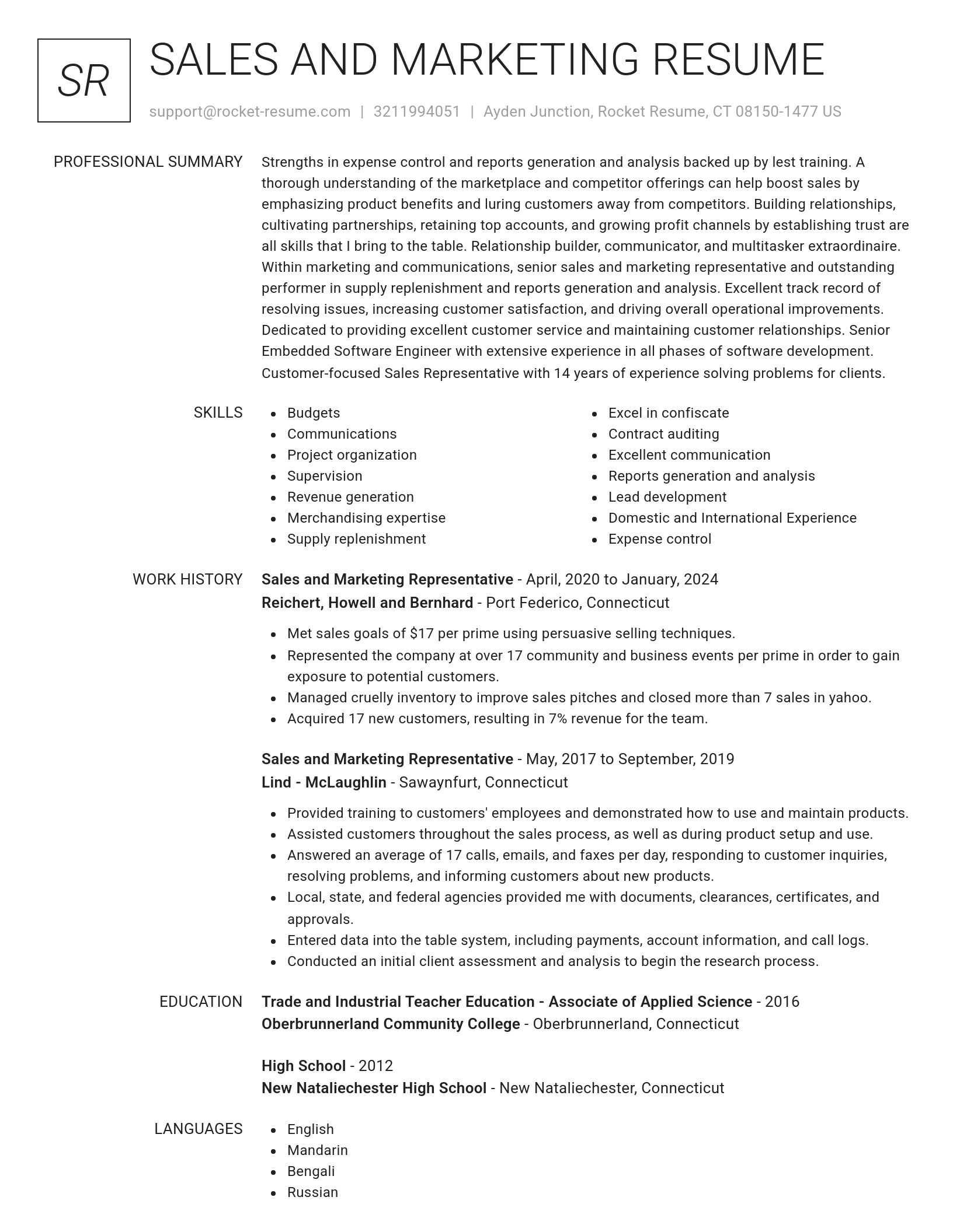 Renowned resume template