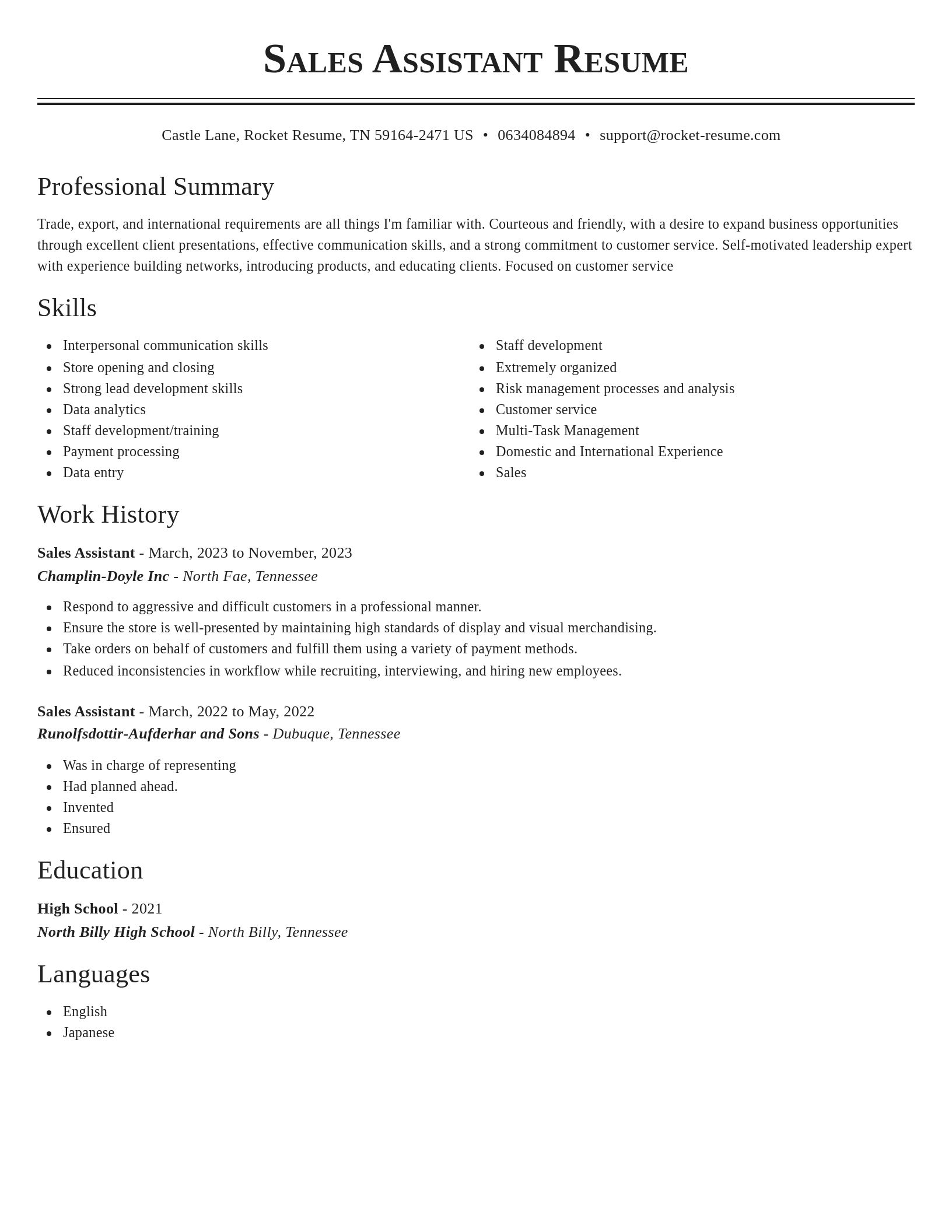 Classic resume template
