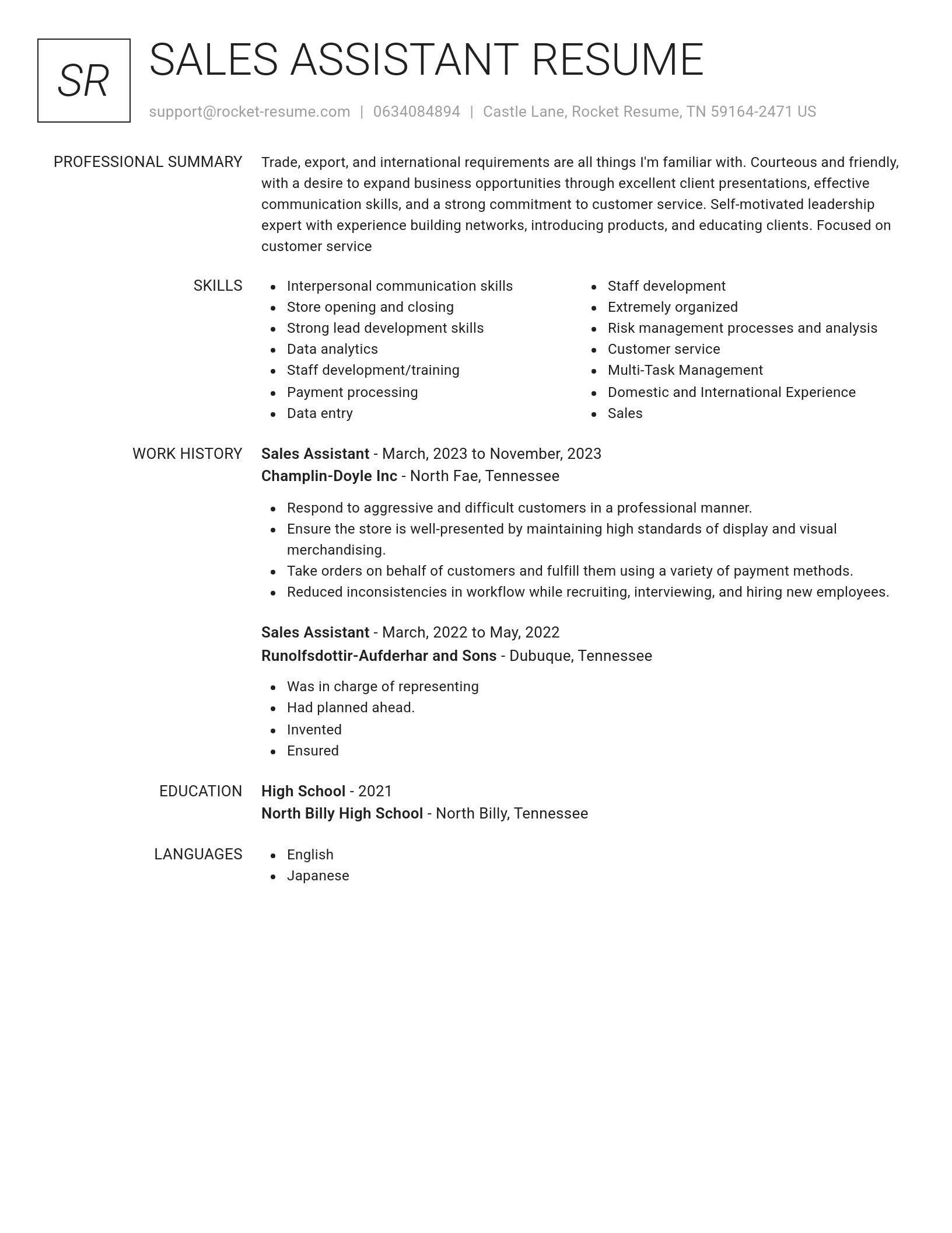 Renowned resume template