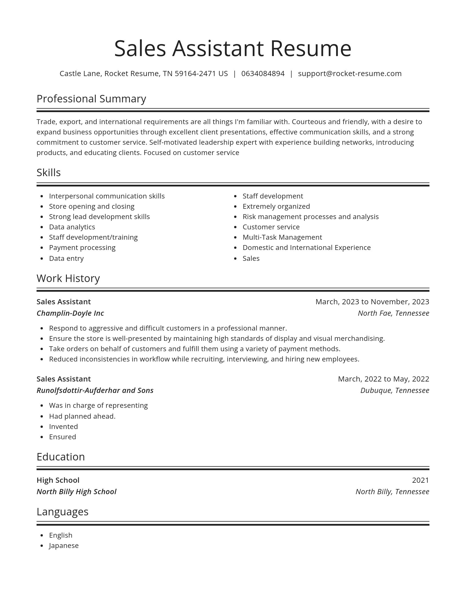 Spotlight resume template