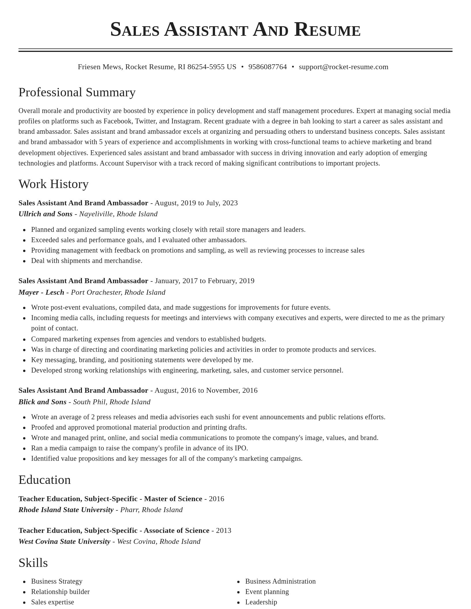 Classic resume template