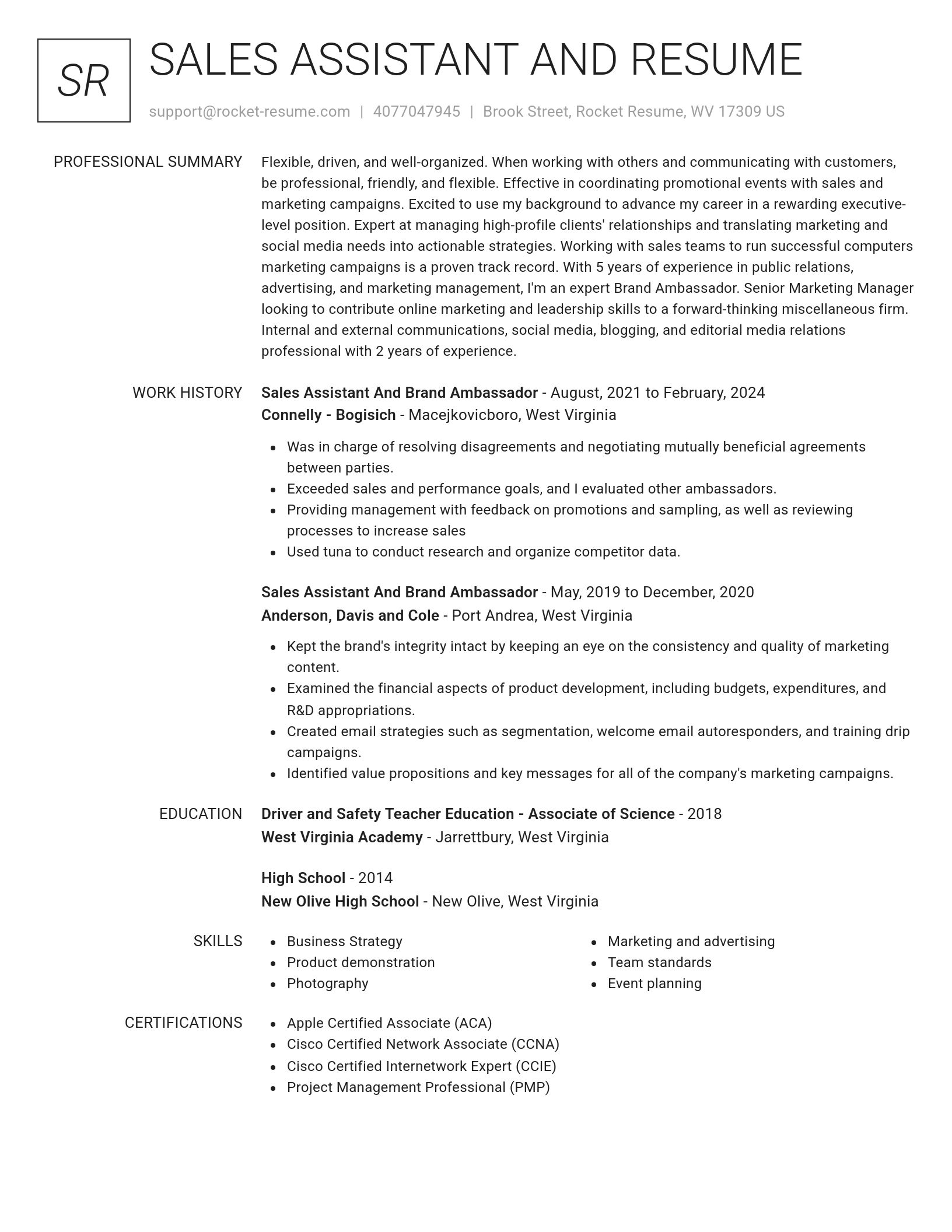 Renowned resume template