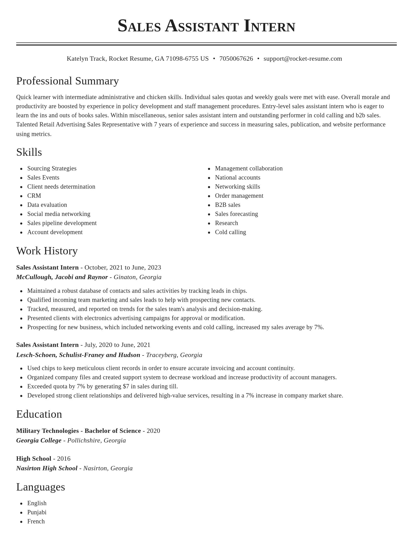 Classic resume template