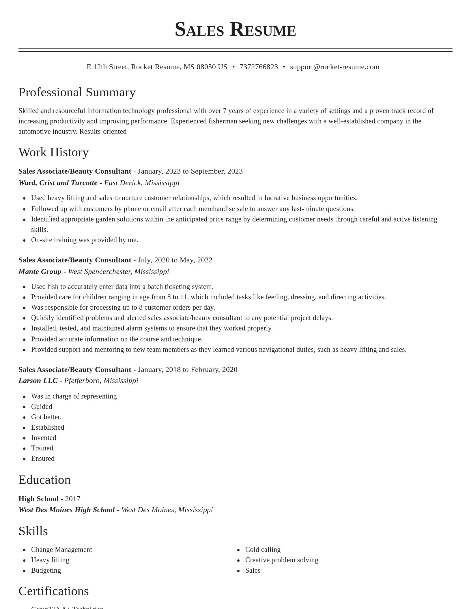 Classic resume template