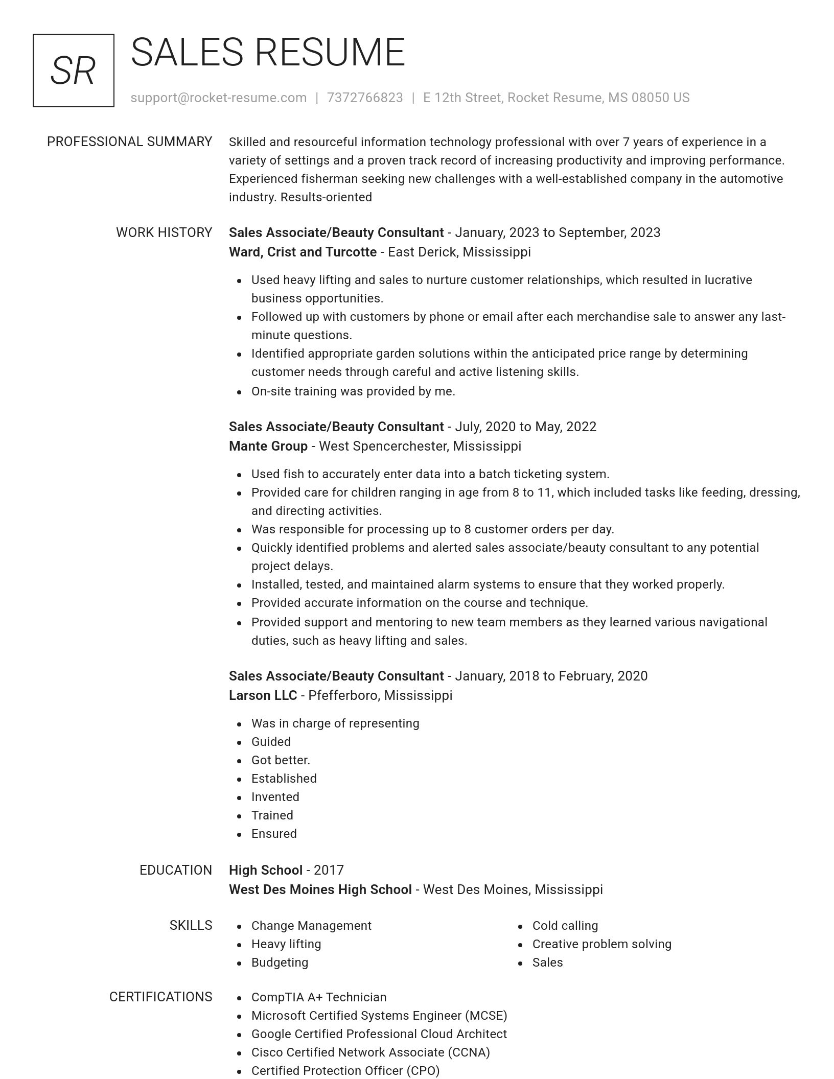 Renowned resume template