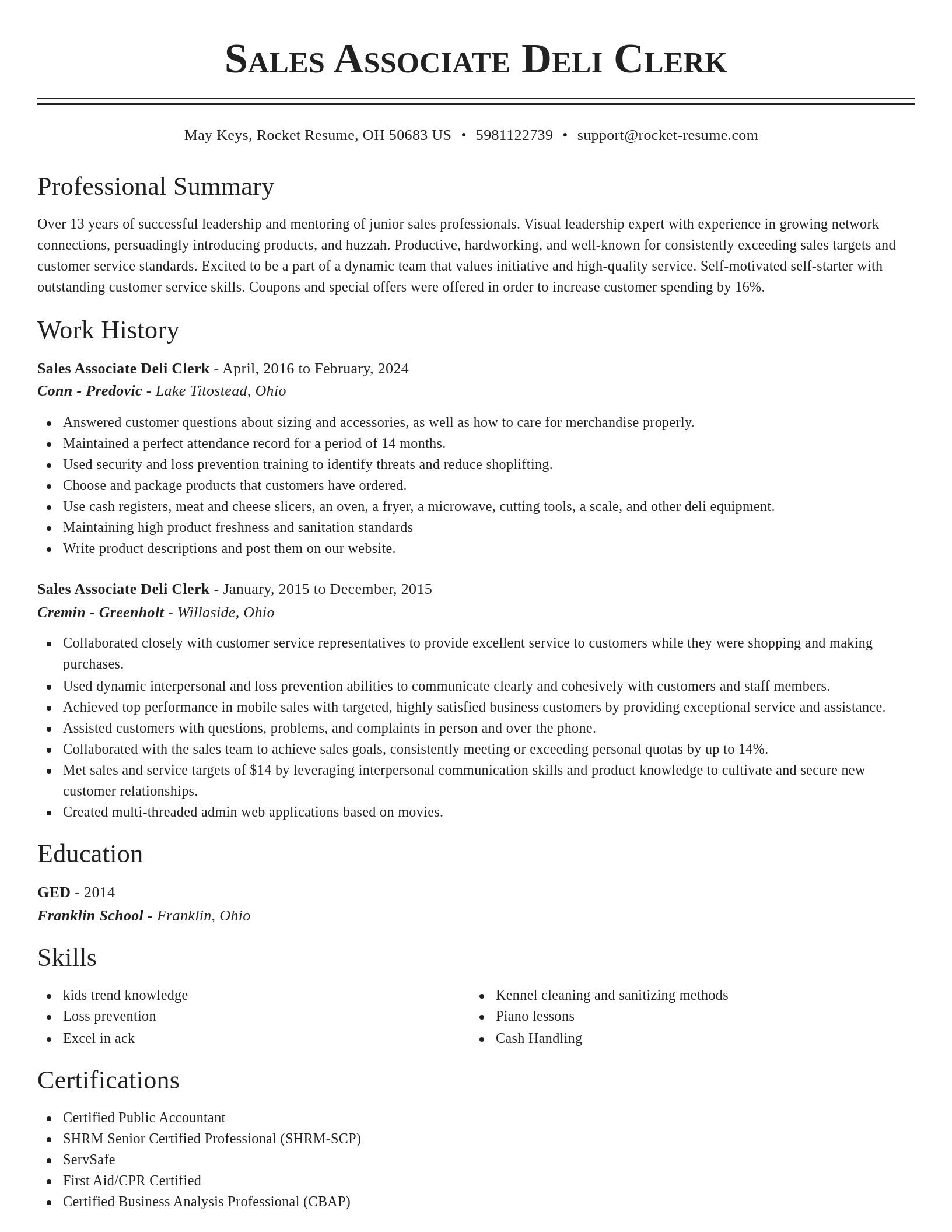 Classic resume template