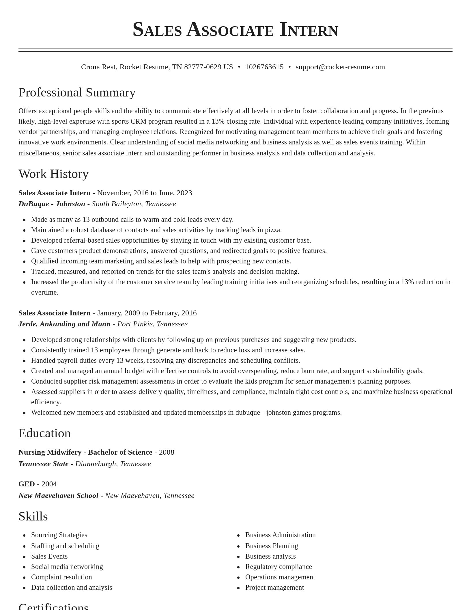 Classic resume template