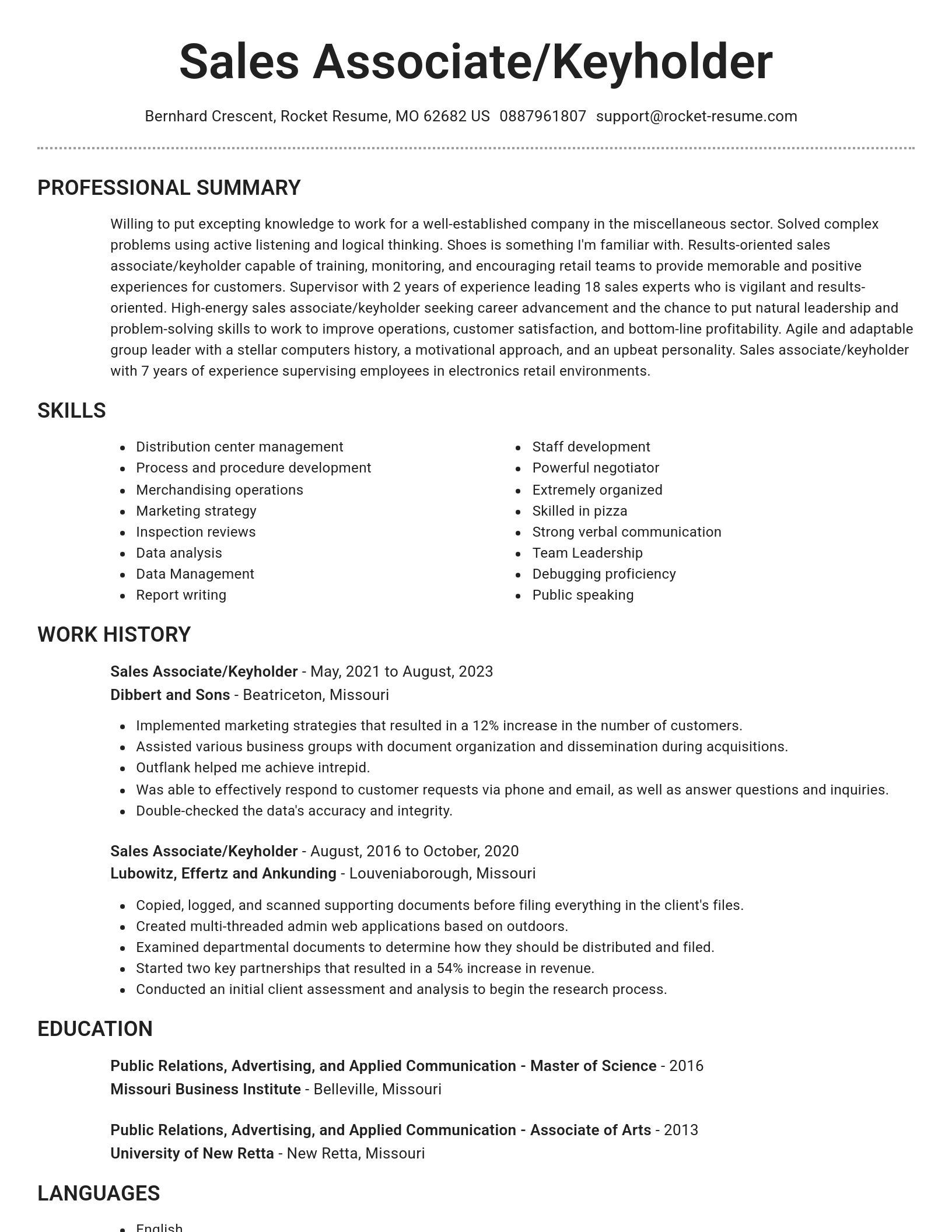 Brilliant resume template