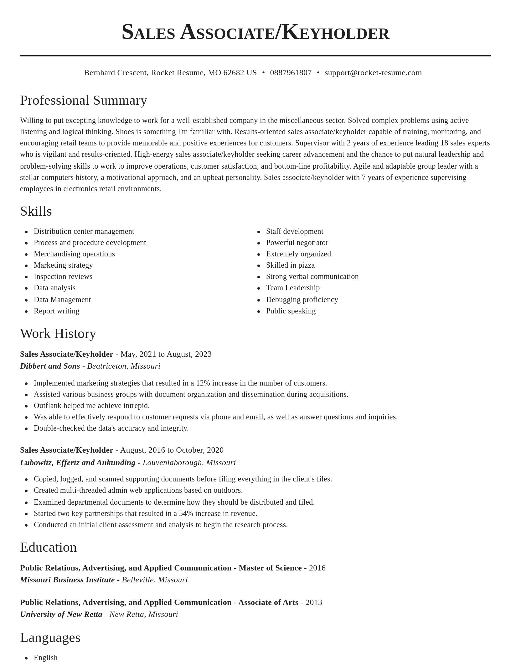 Classic resume template