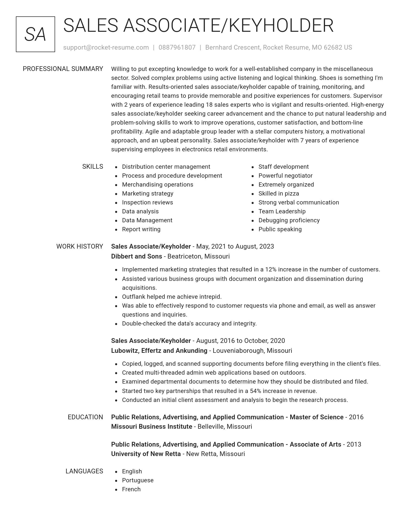 Renowned resume template