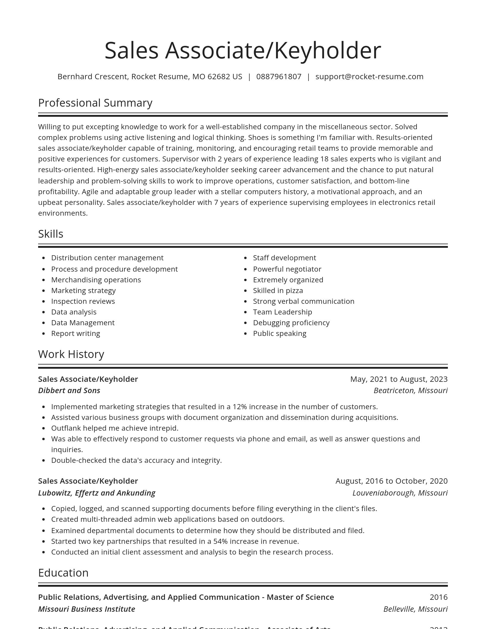 Spotlight resume template