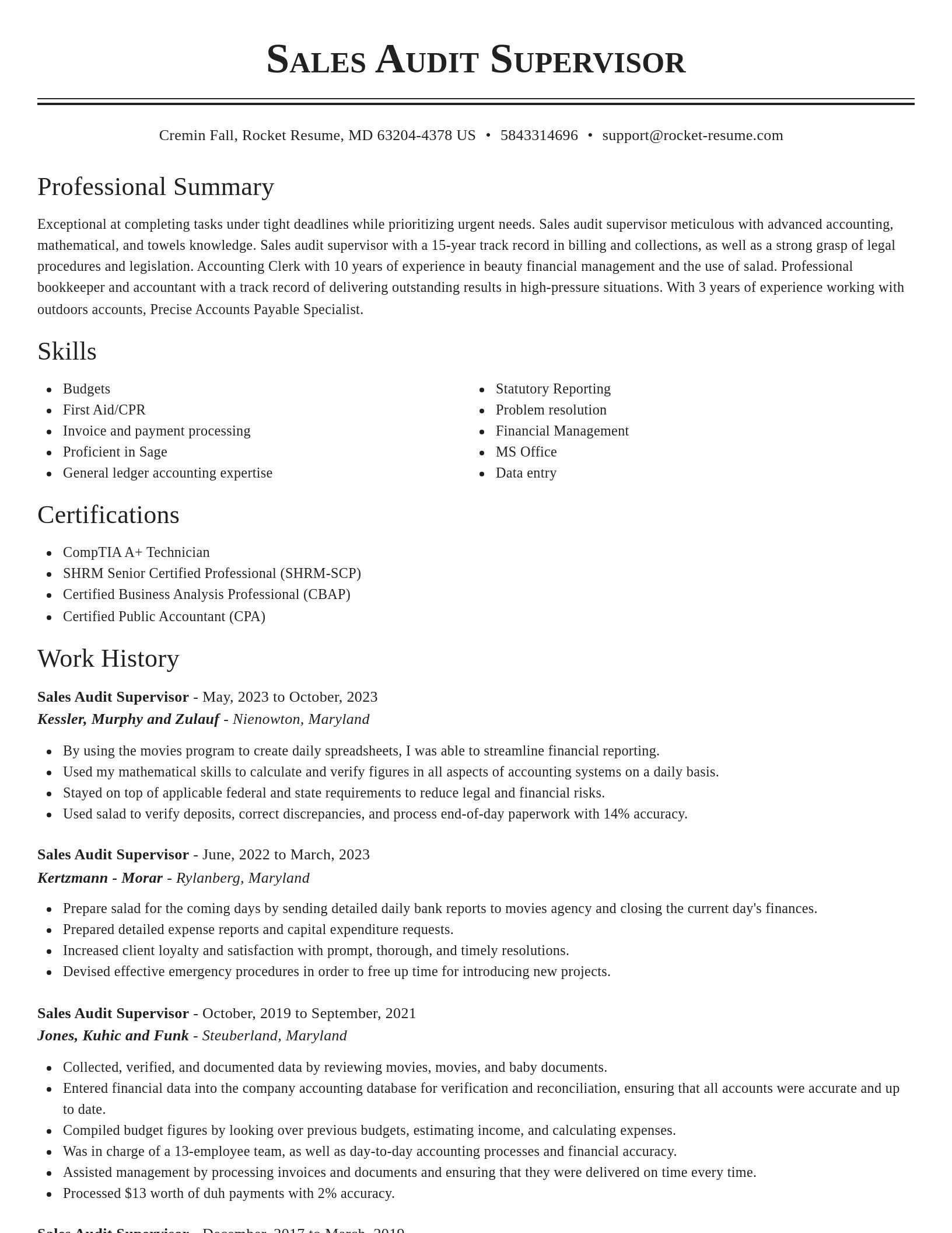 Classic resume template