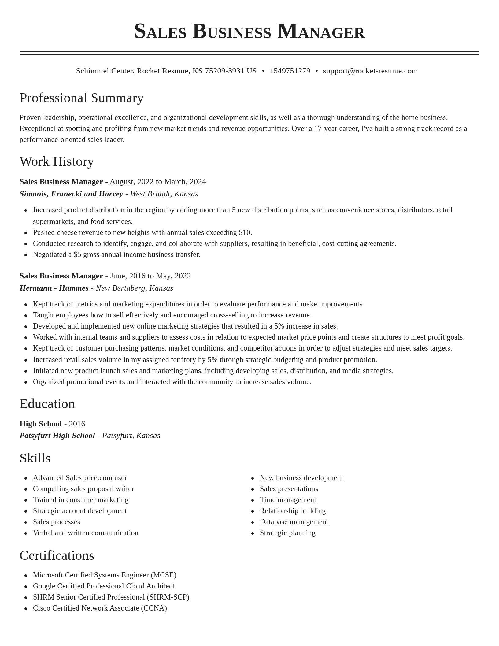 Classic resume template