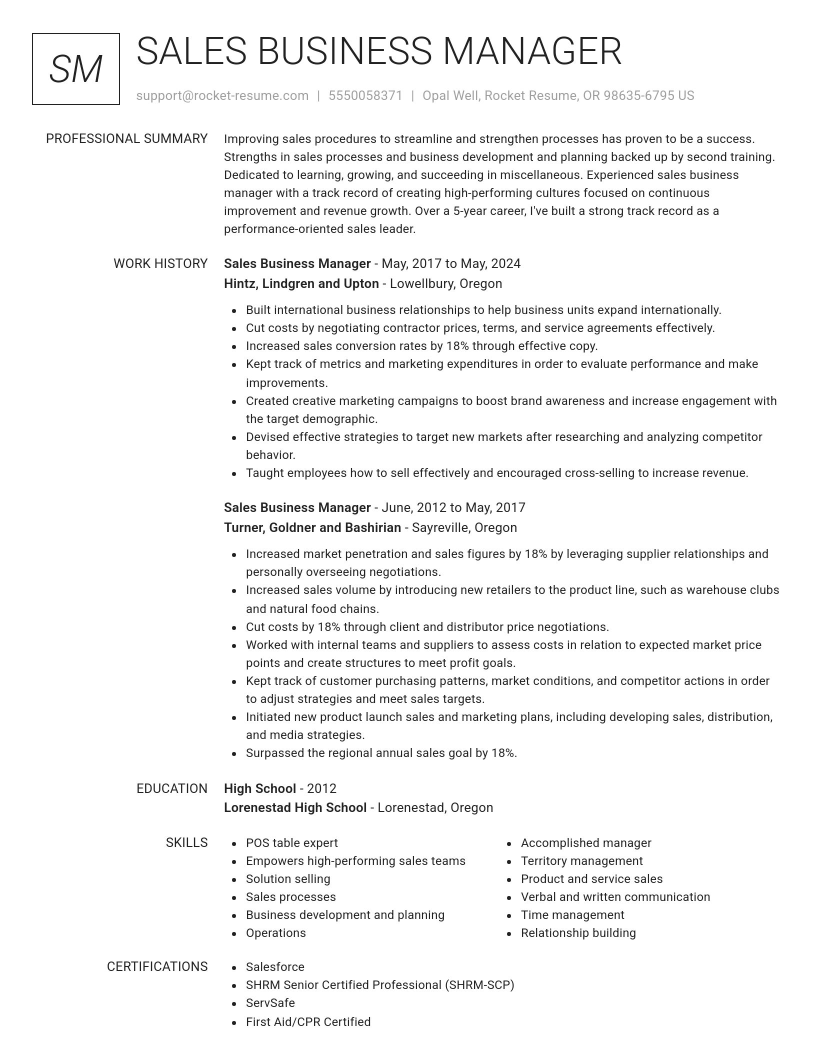 Renowned resume template