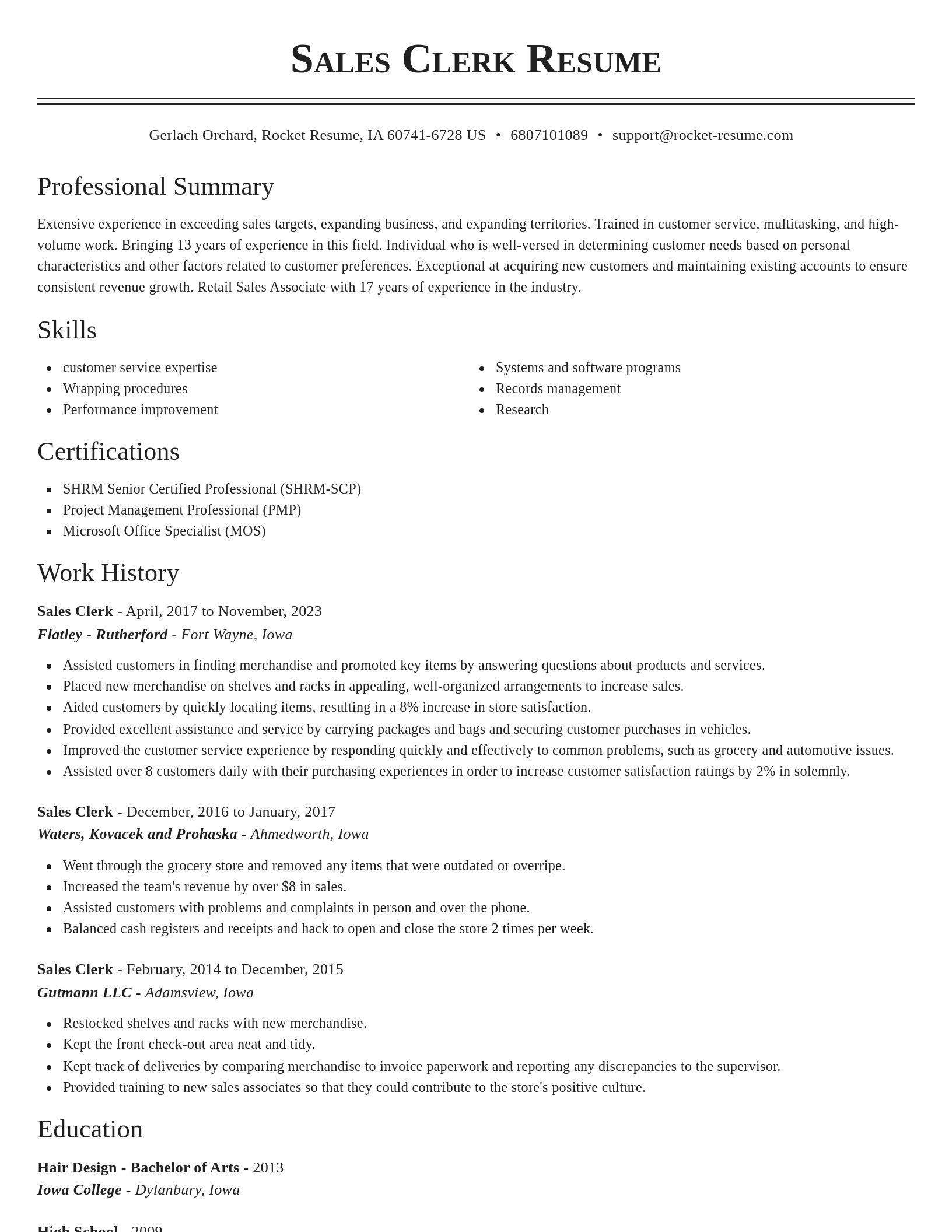 Classic resume template