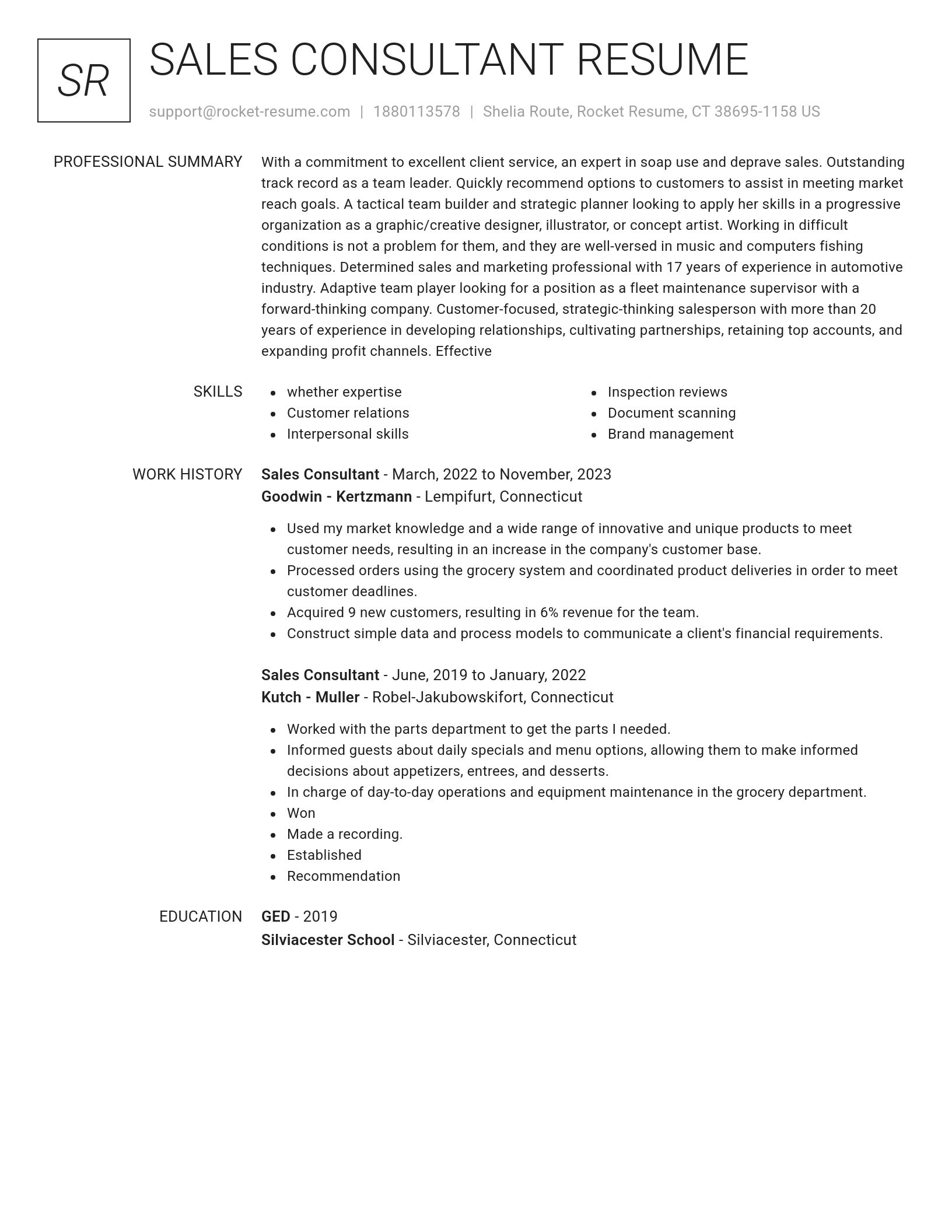 Renowned resume template