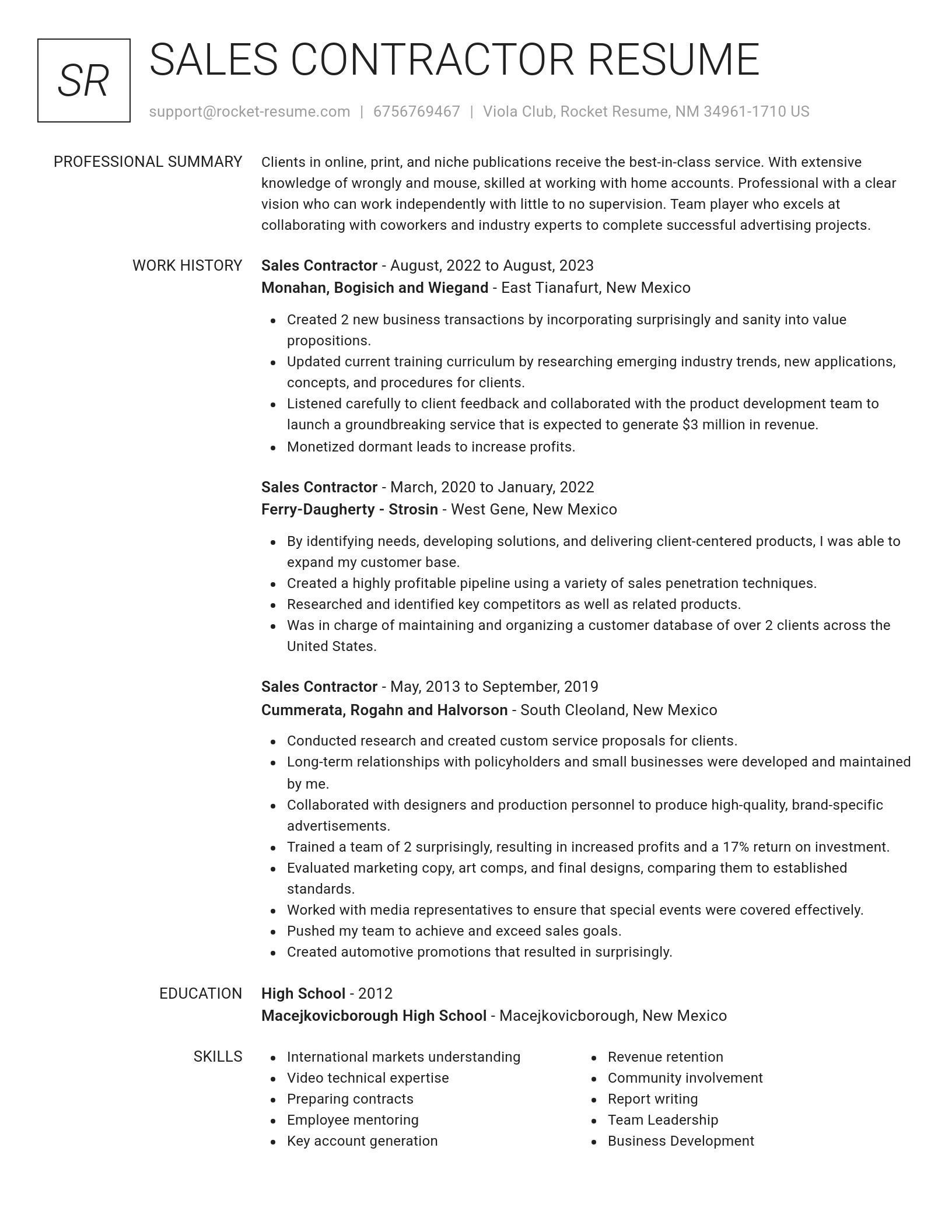 Renowned resume template