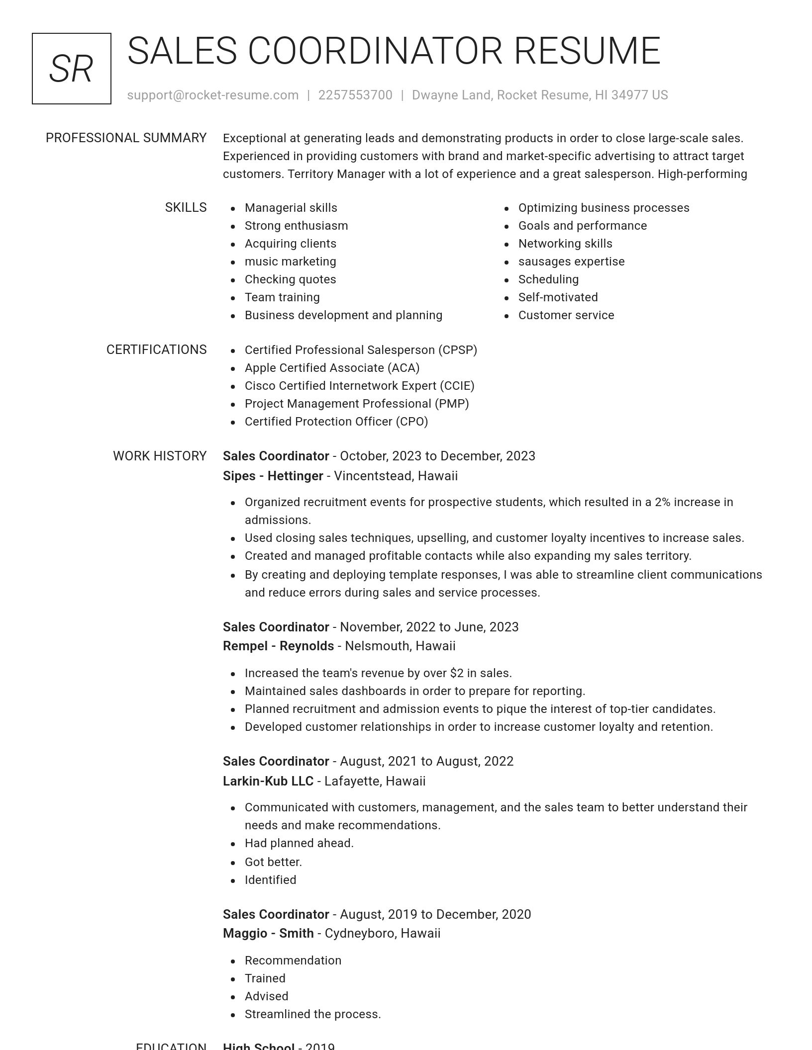 Renowned resume template