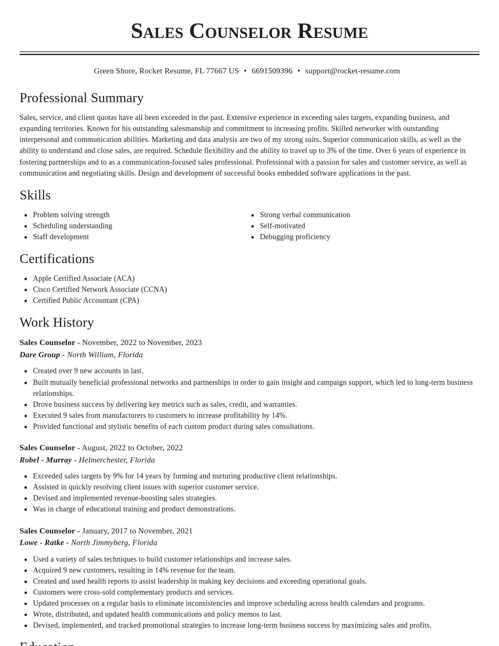 Classic resume template