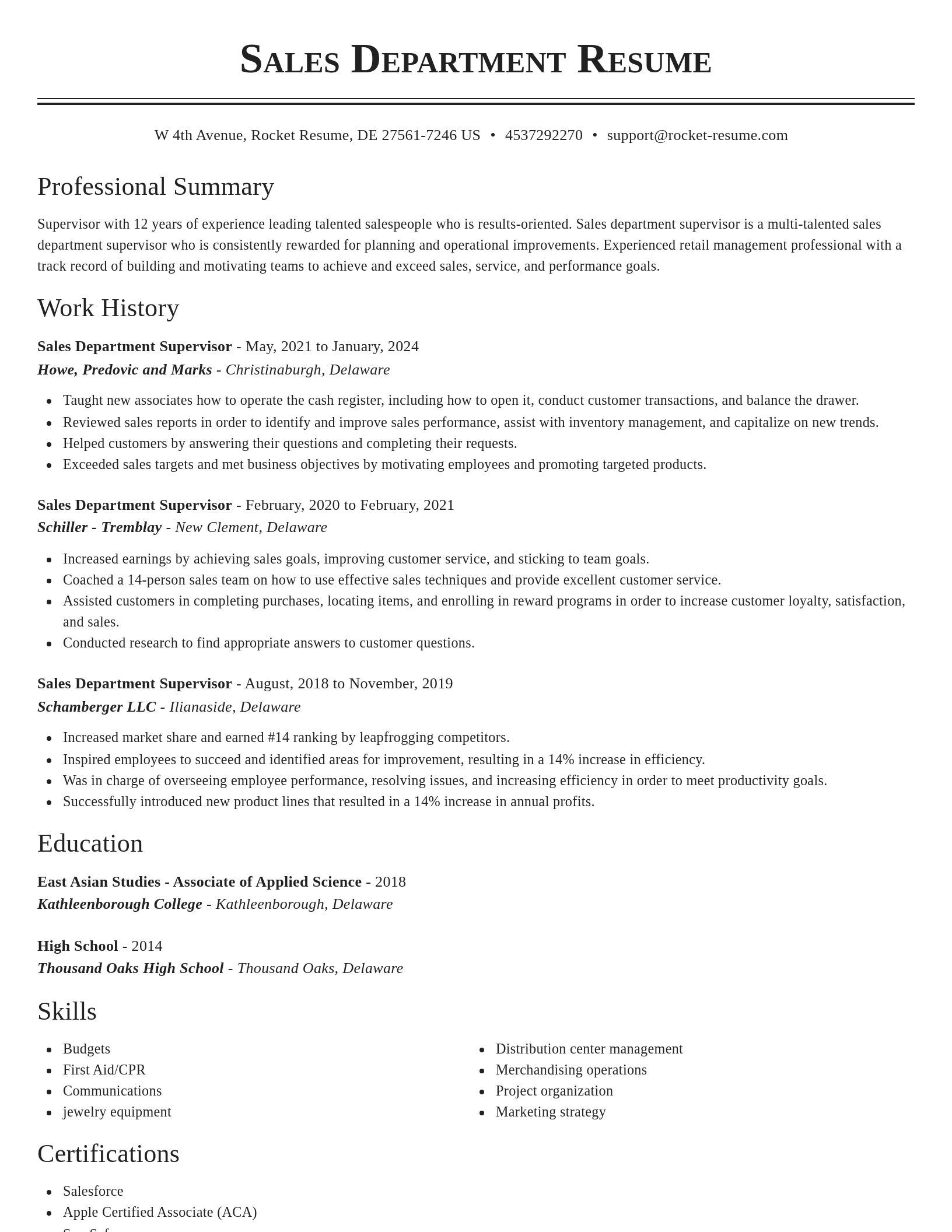 Classic resume template