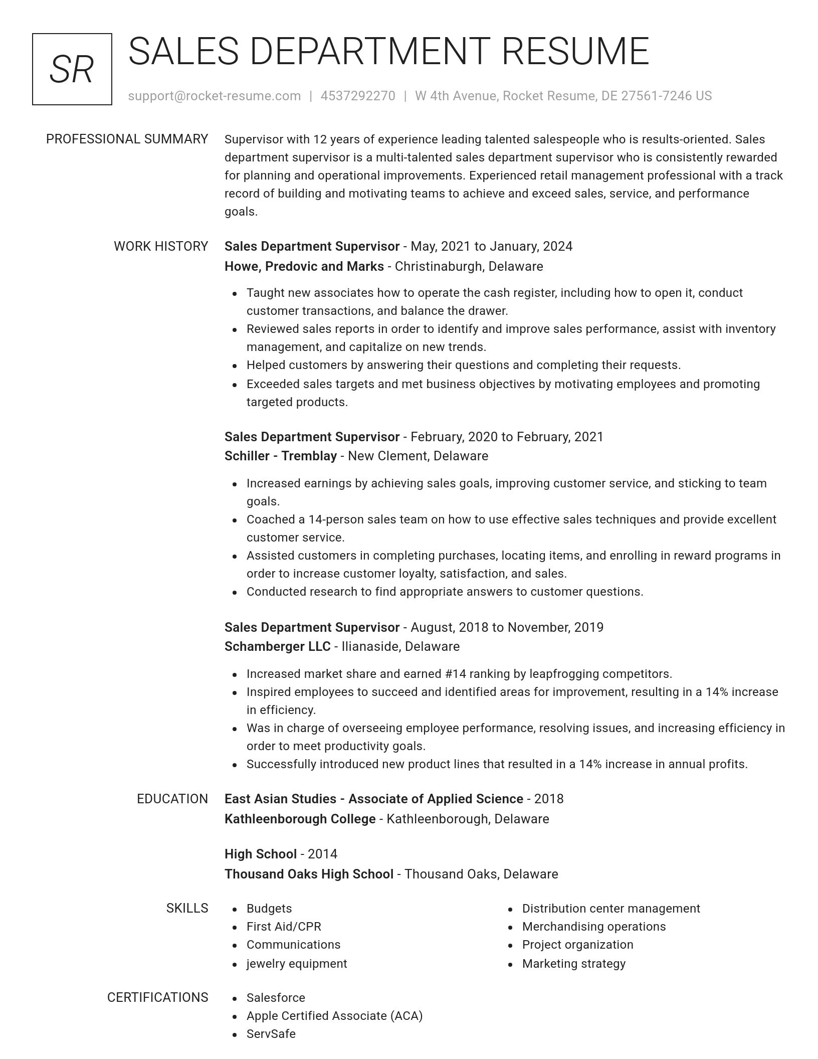 Renowned resume template