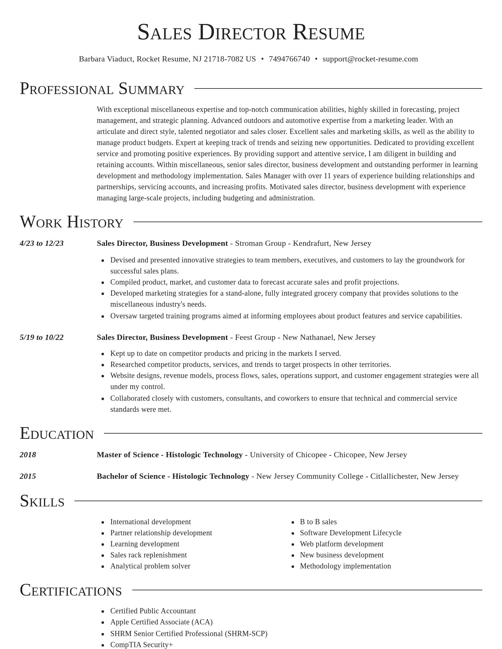 Director resume template