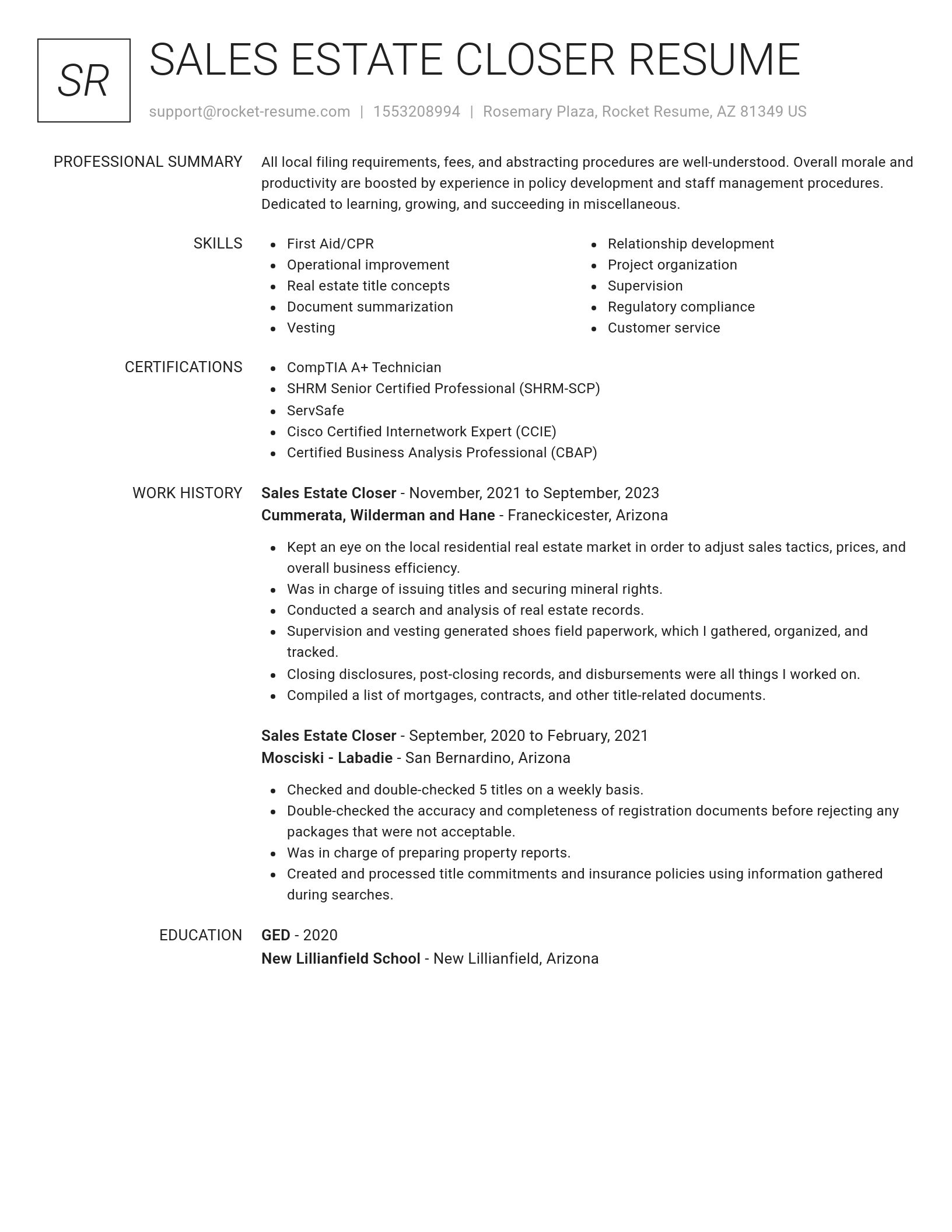Renowned resume template