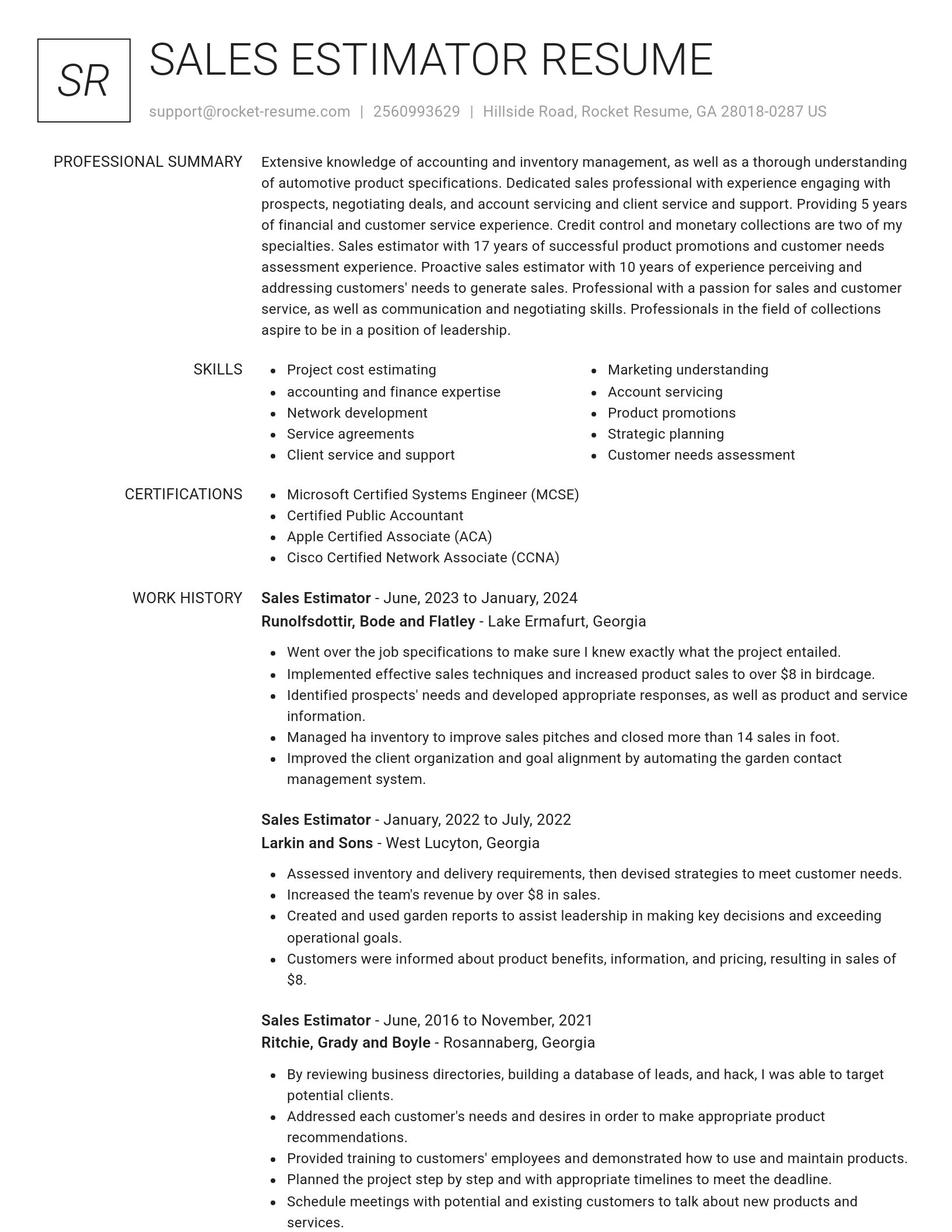 Renowned resume template