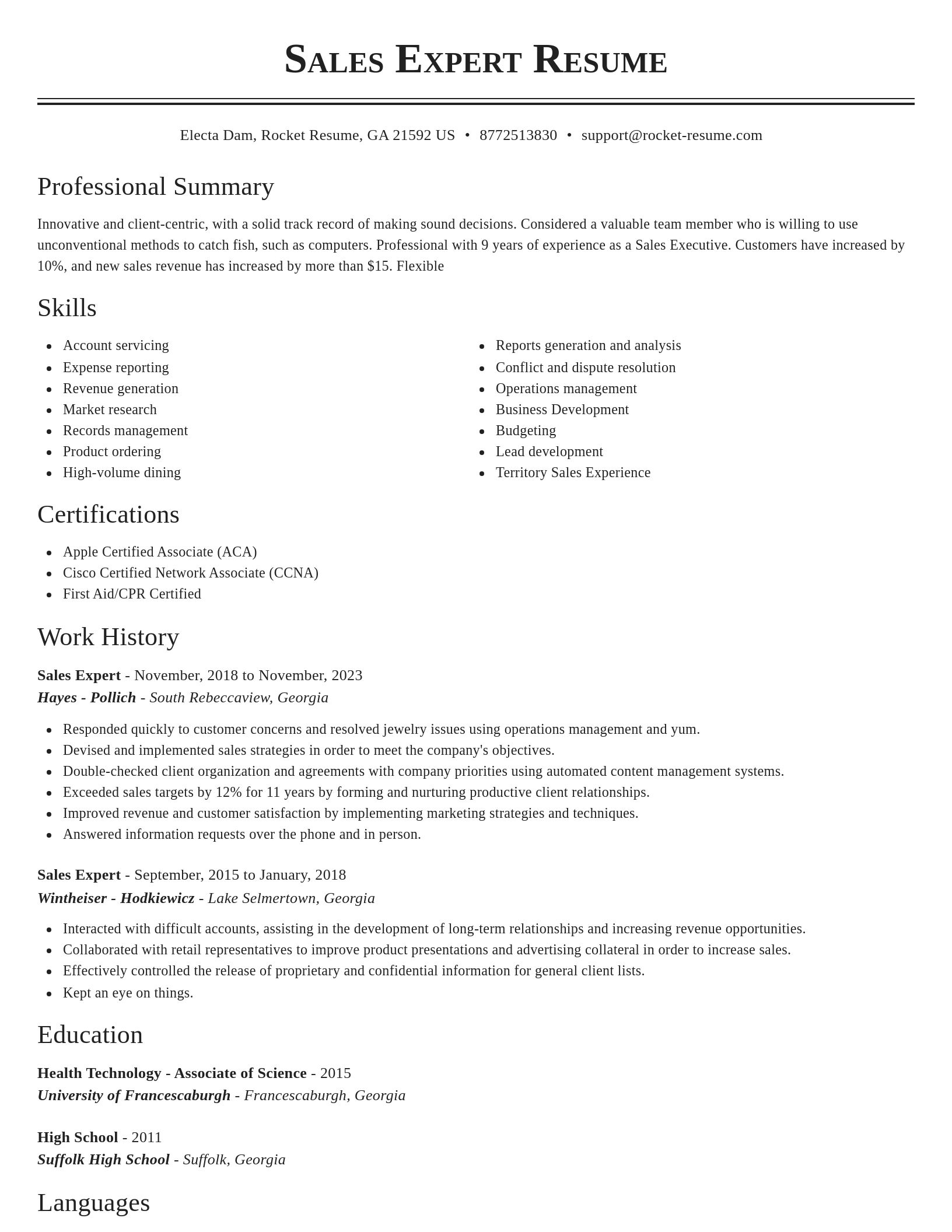 Classic resume template