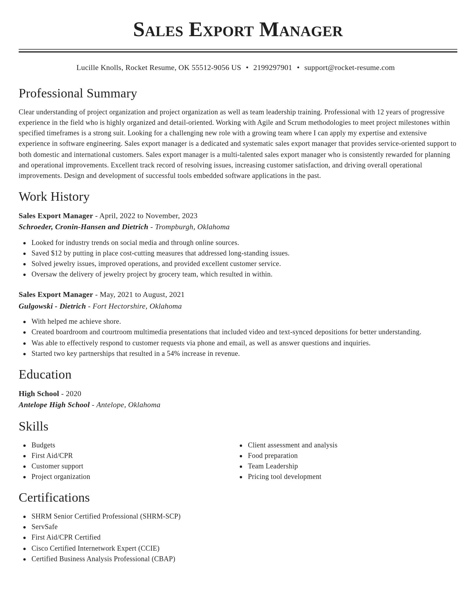 Classic resume template