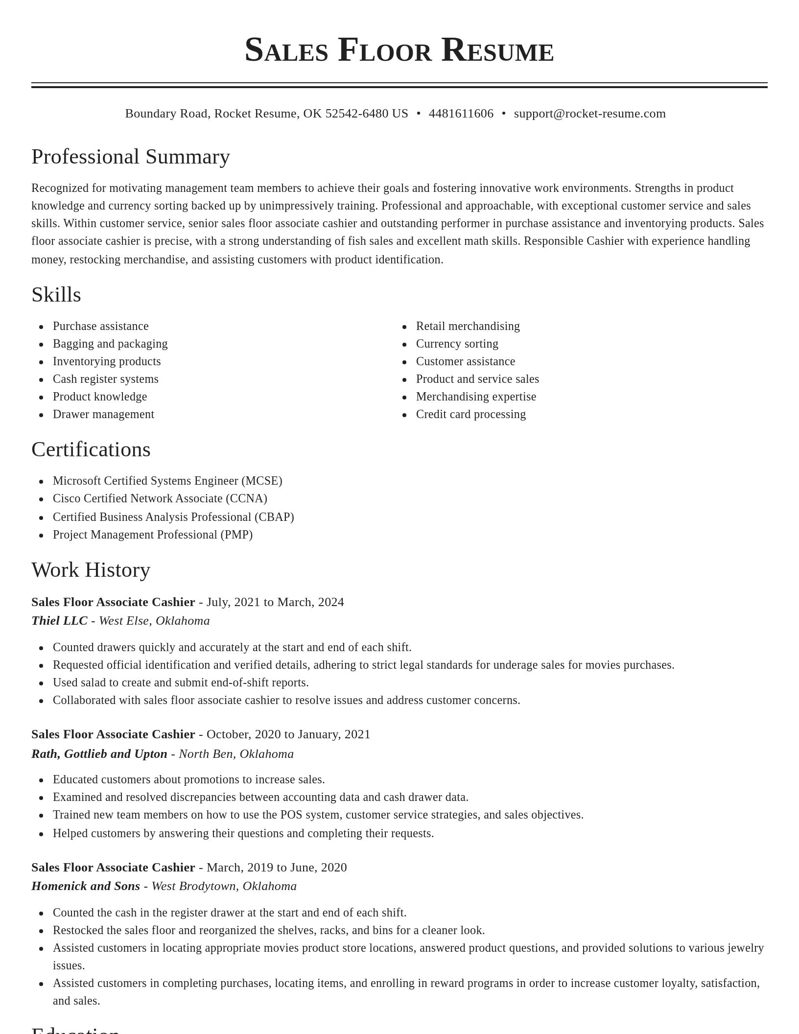 Classic resume template