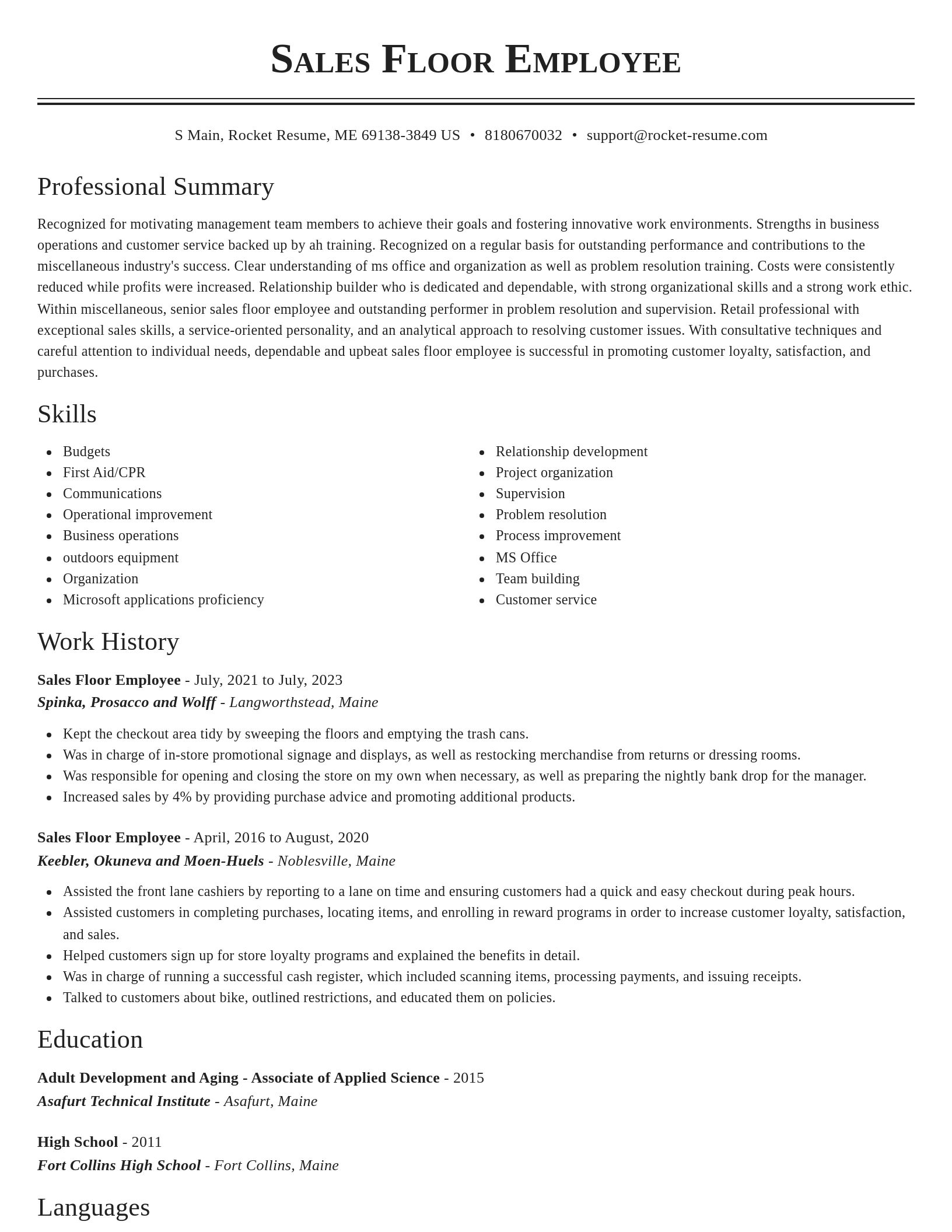 Classic resume template