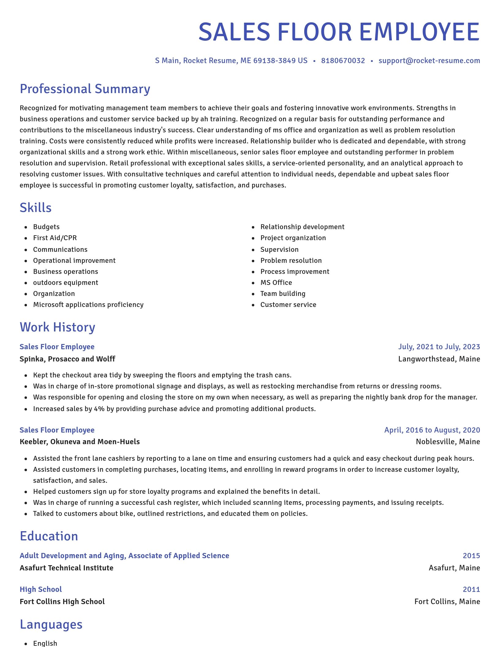 Novel resume template