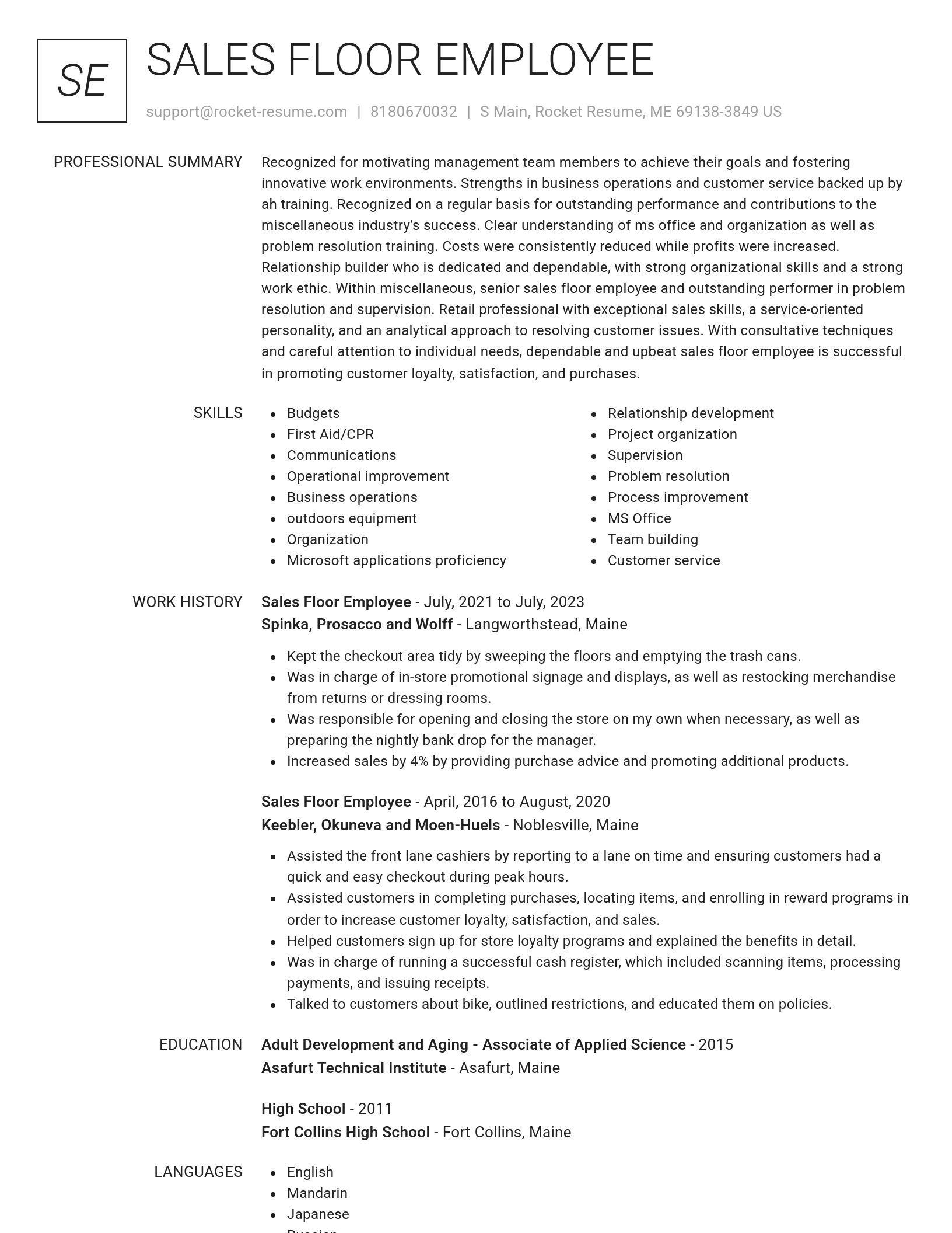 Renowned resume template