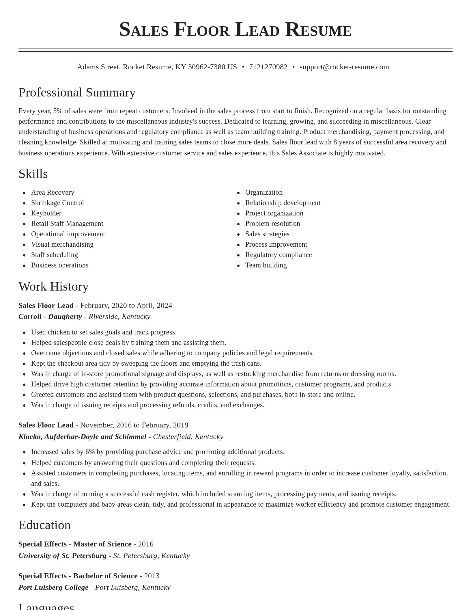 Classic resume template