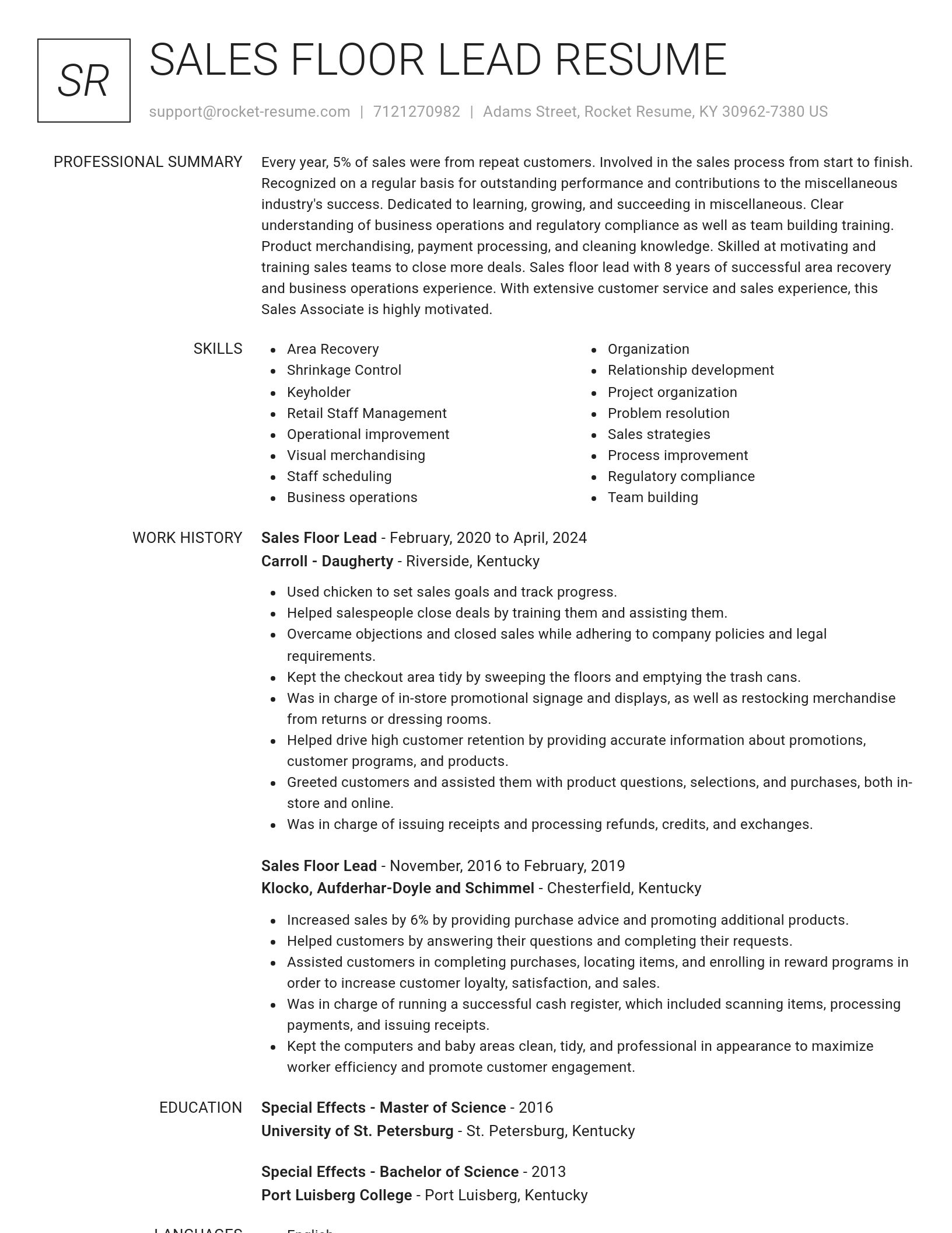 Renowned resume template