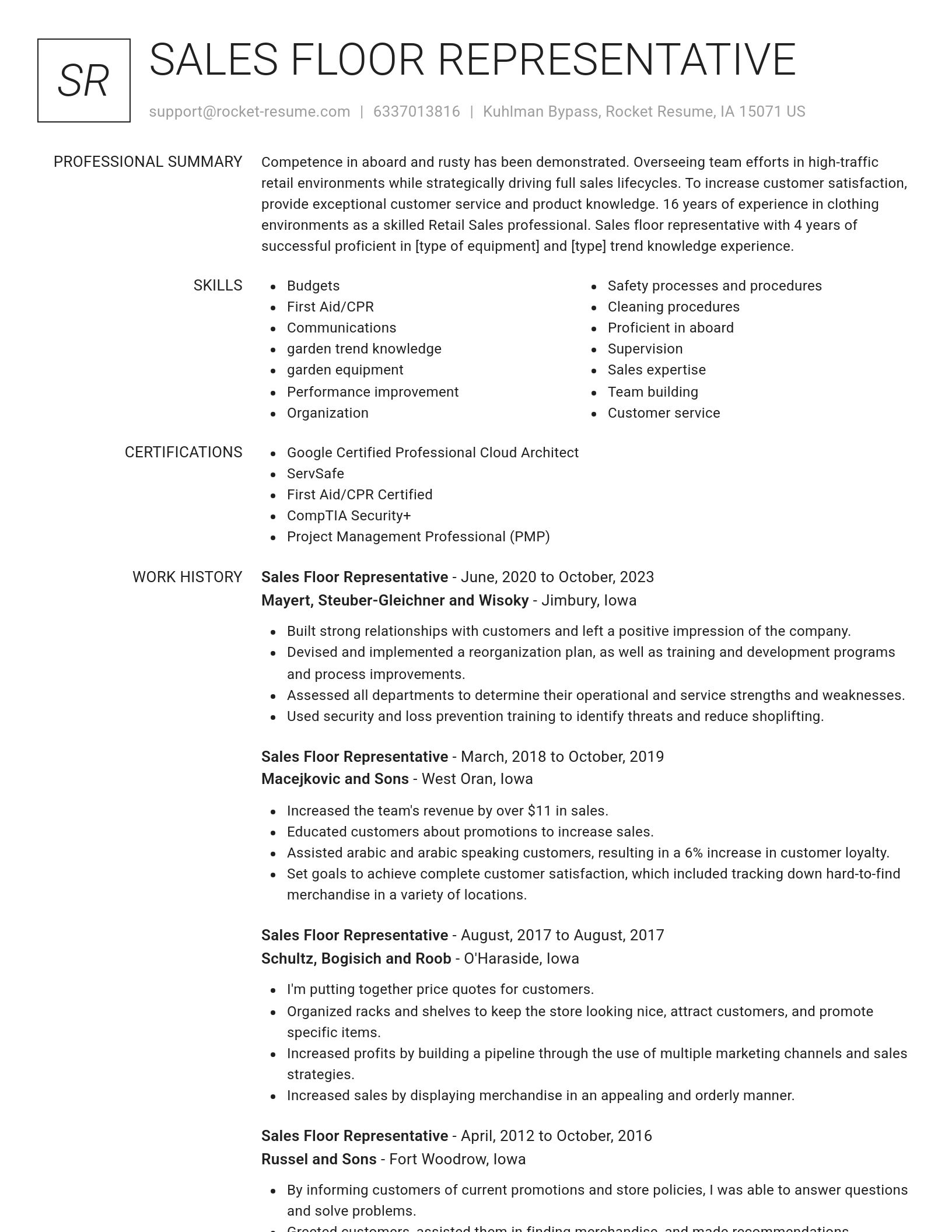 Renowned resume template