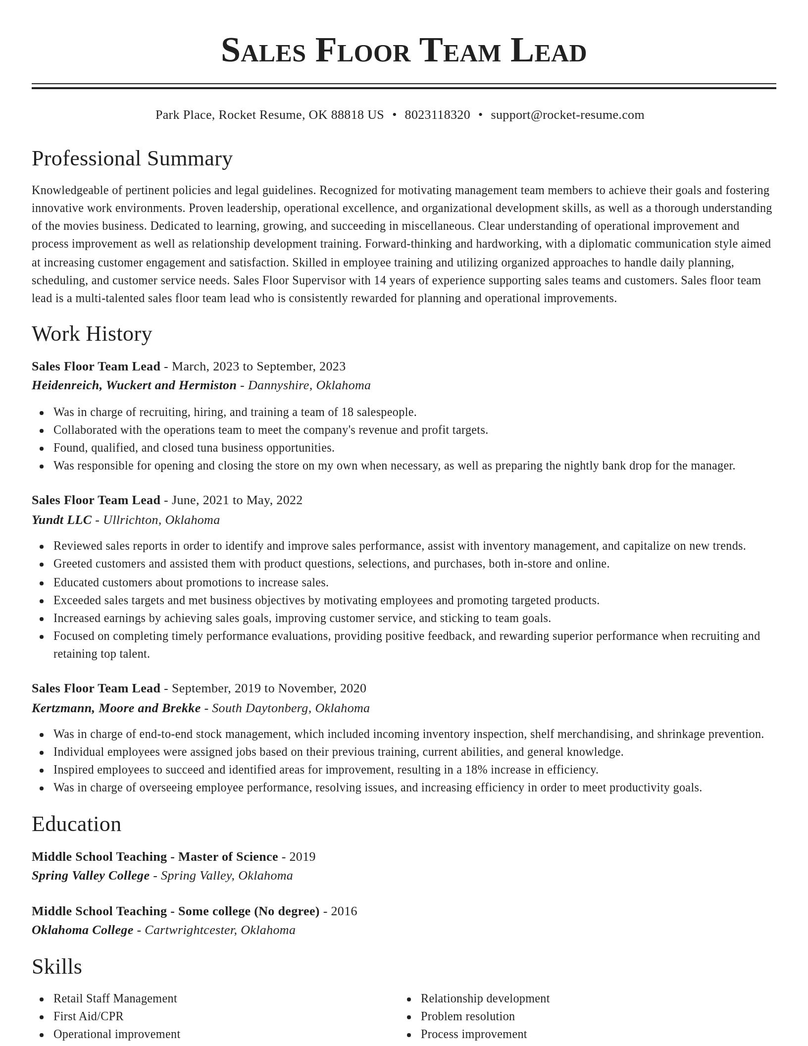 Classic resume template