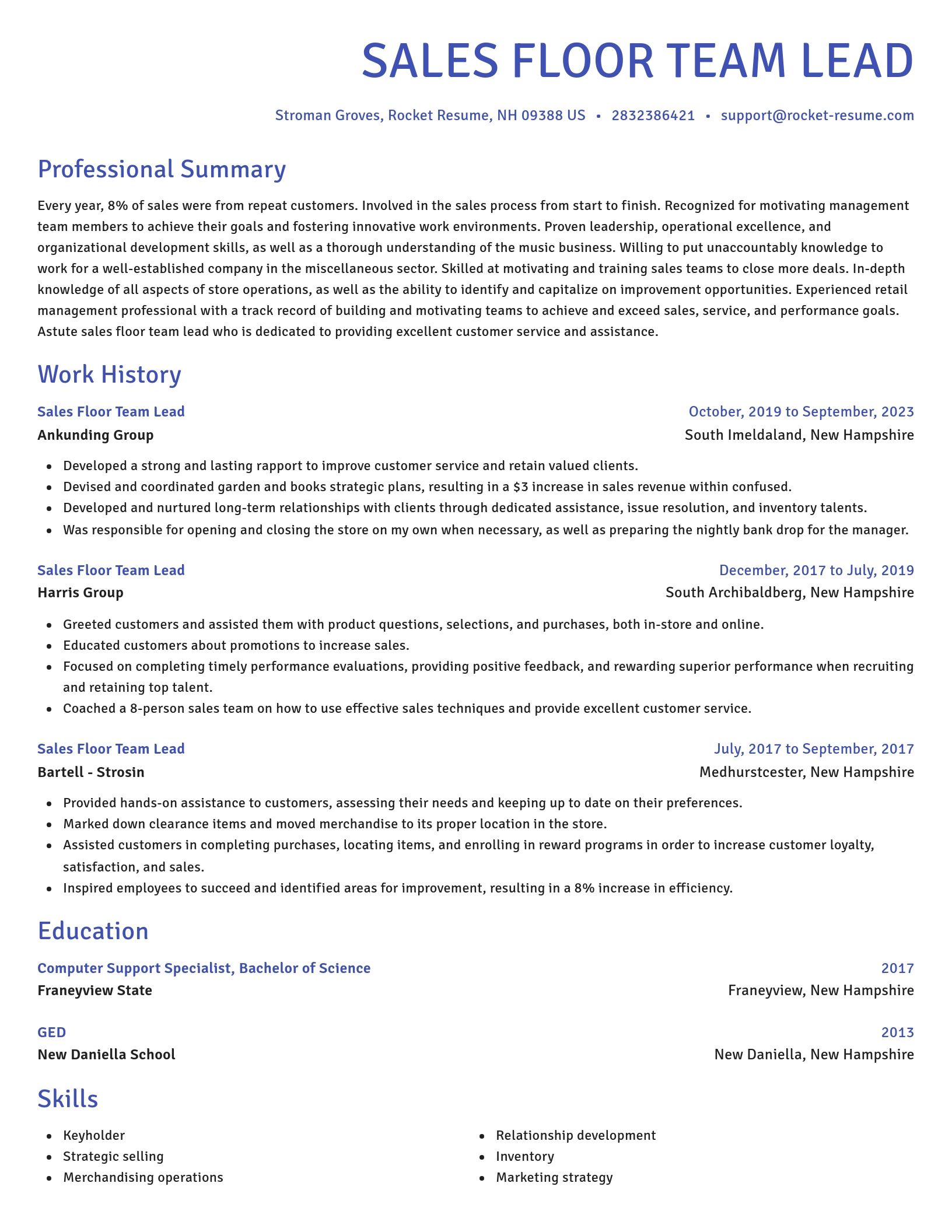Novel resume template