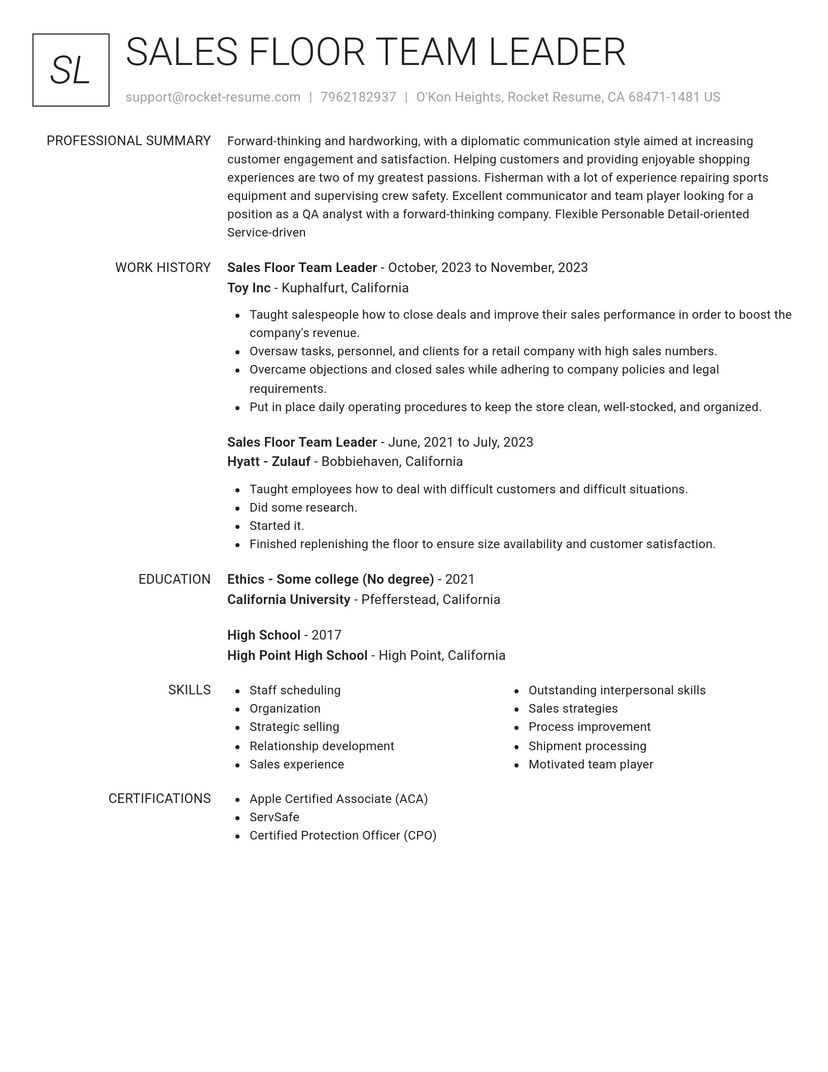 Renowned resume template