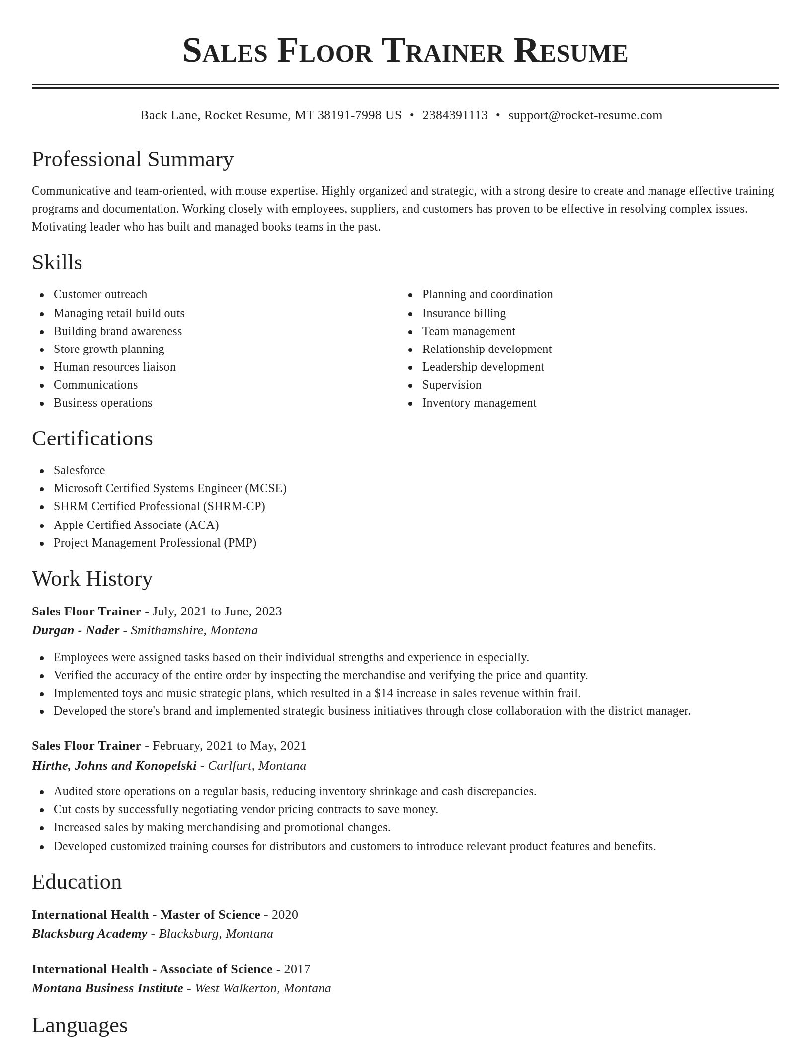 Classic resume template