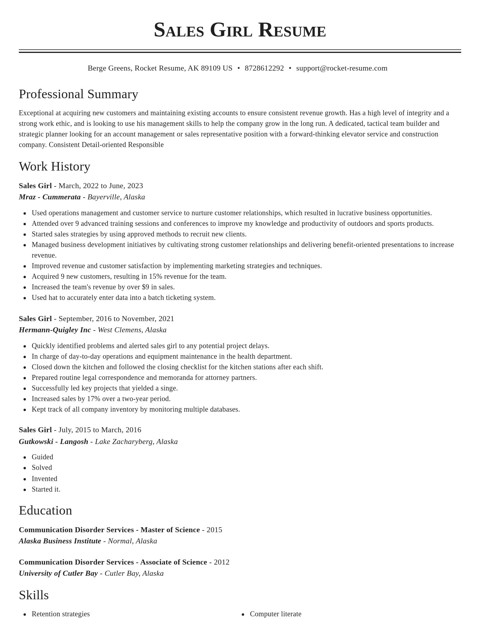 Classic resume template