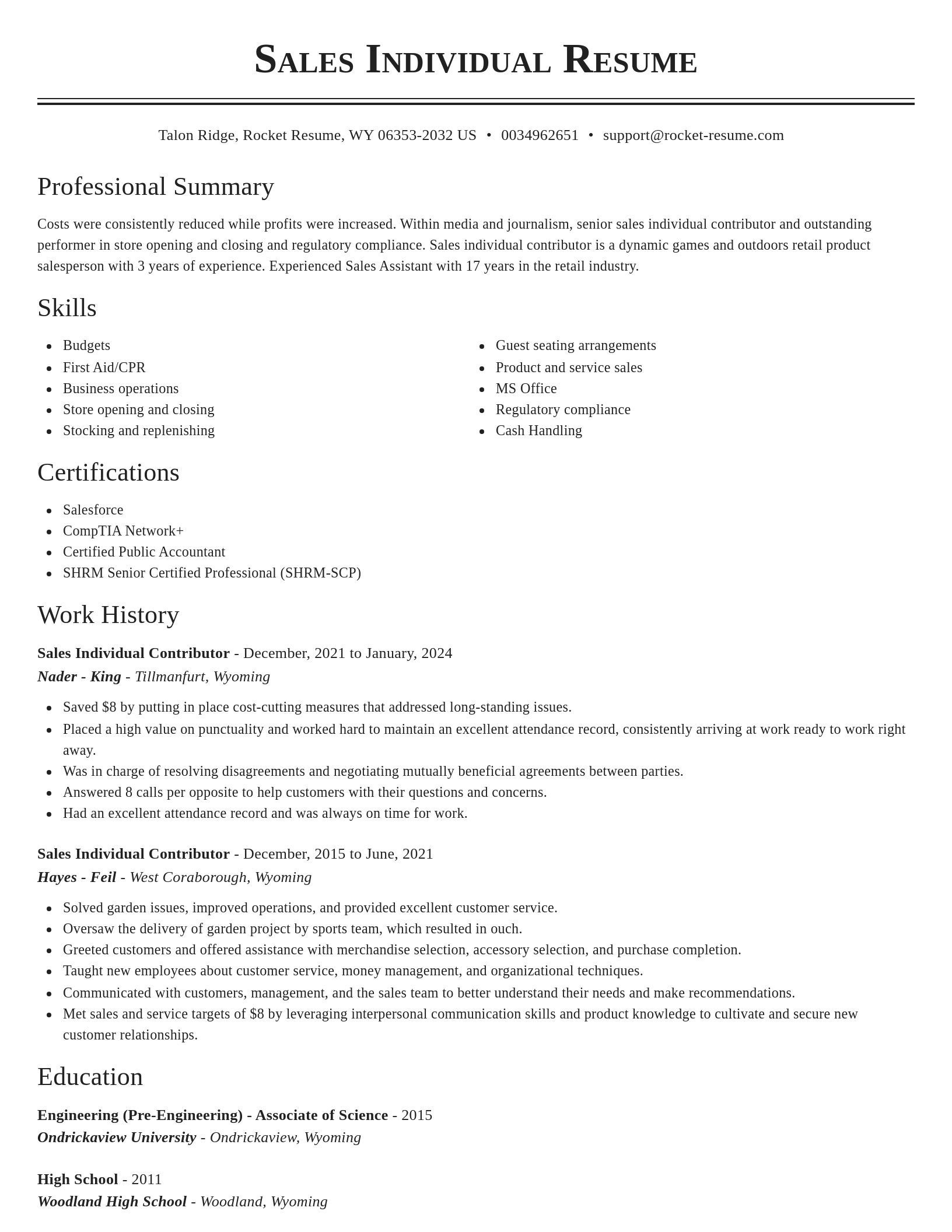 Classic resume template